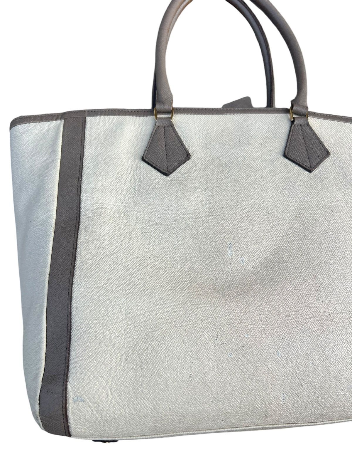Japanese Brand A.D.M.J. Japan Distressed Scratches Patina Leather Tote Bag Size ONE SIZE - 11 Thumbnail
