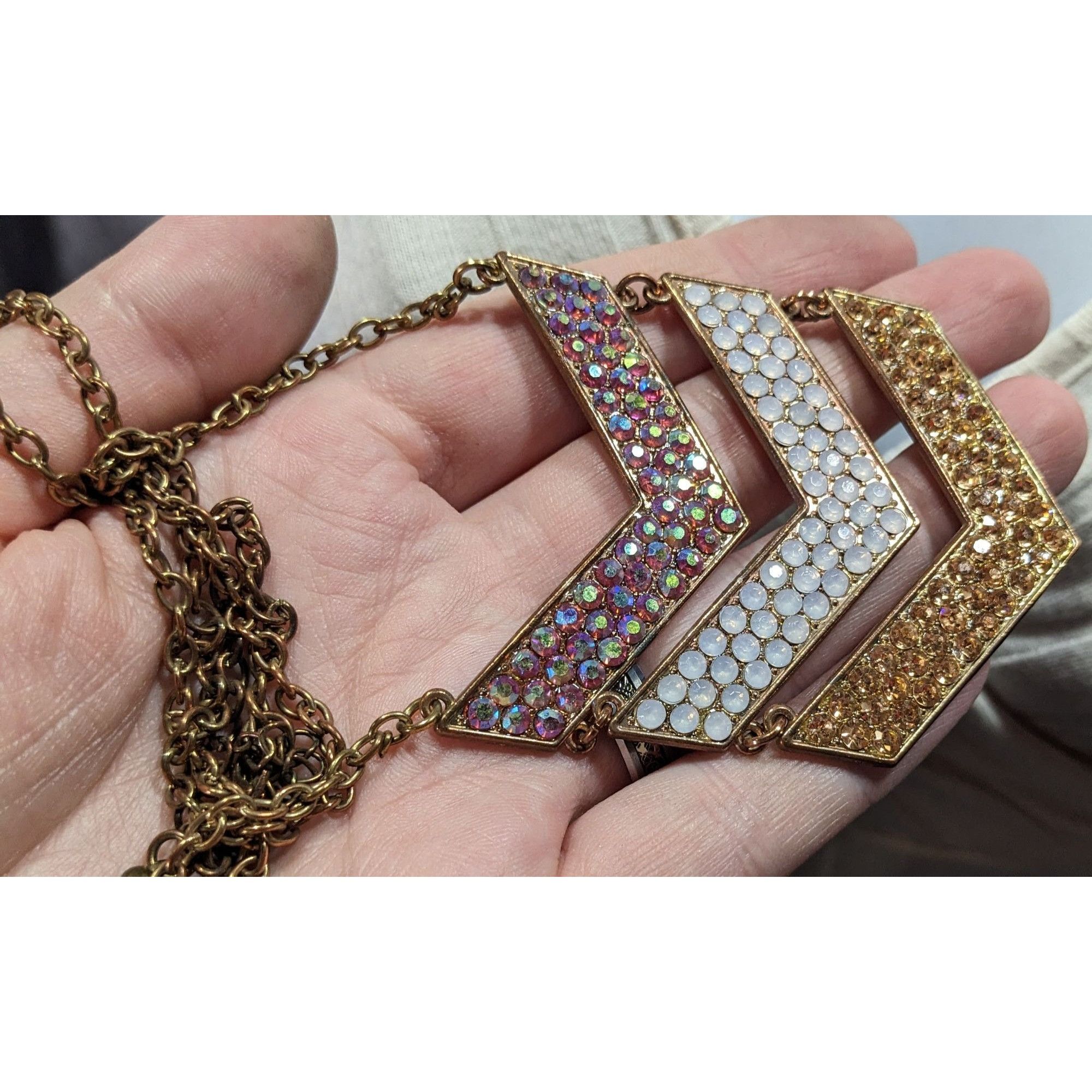 Other Whimsical Glam Multi Chevron Rhinestone Pendant Necklace Size ONE SIZE - 6 Thumbnail