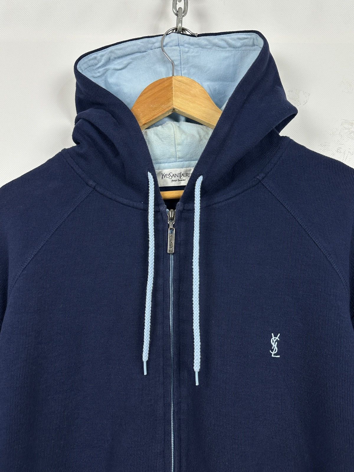 Yves Saint Laurent Vintage Yves Saint Laurent YSL Navy Blue Zip Up Hoodie Size US L / EU 52-54 / 3 - 7 Thumbnail