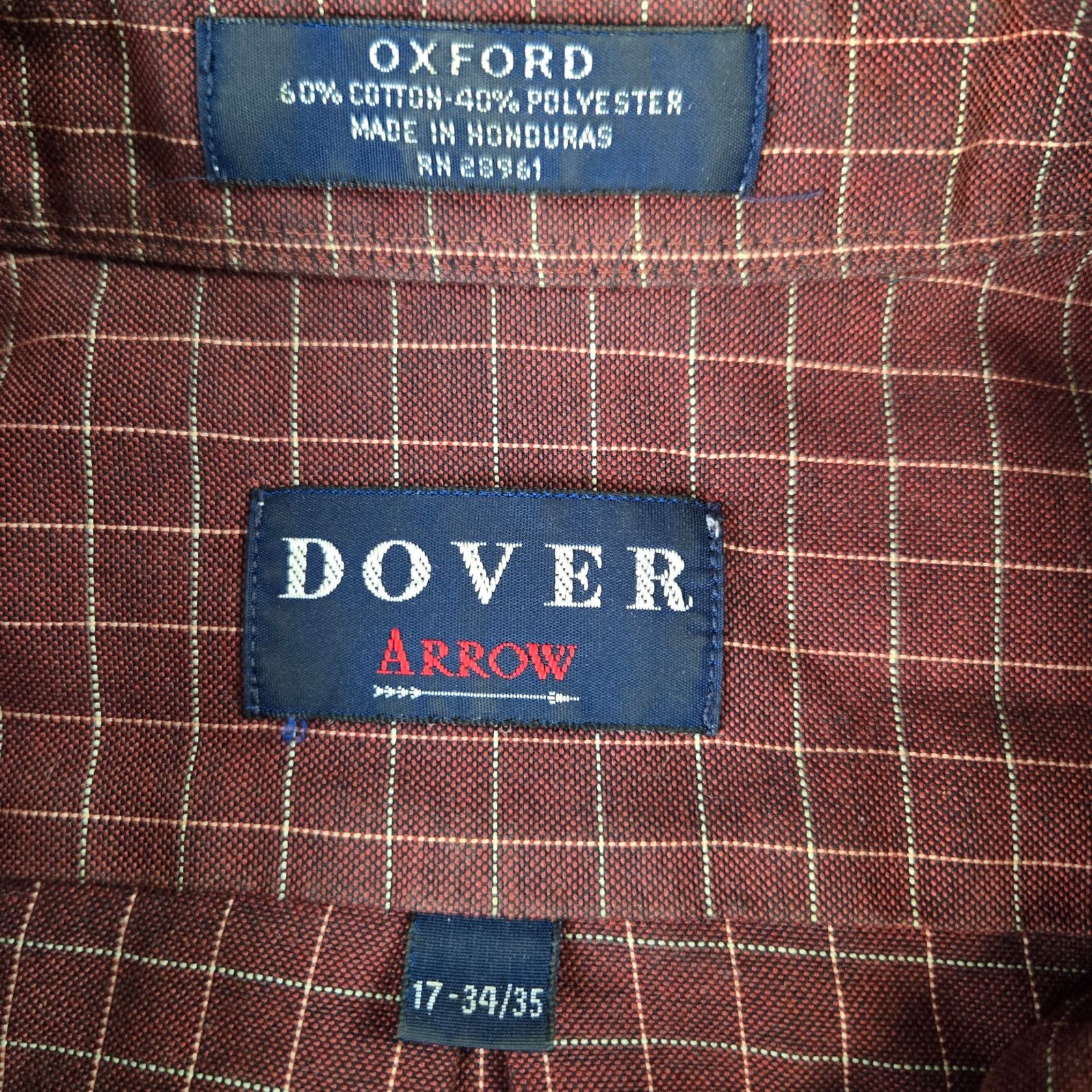 Vintage Vintage Dark Red Plaid Oxford Shirt Size 17 Size US L / EU 52-54 / 3 - 5 Thumbnail