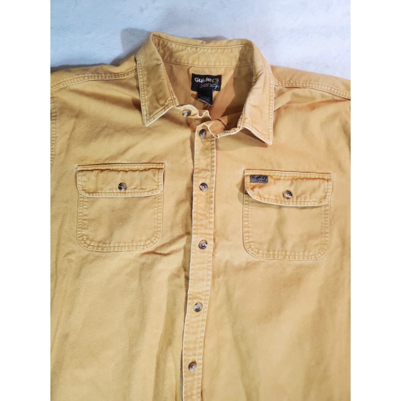 Vintage Guide Series Signature Shirt Chamois Cotton Long Sleeve XL Mens Yellow Button-Up Pockets Casual Outdoor Workwear Size US XL / EU 56 / 4 - 2 Thumbnail