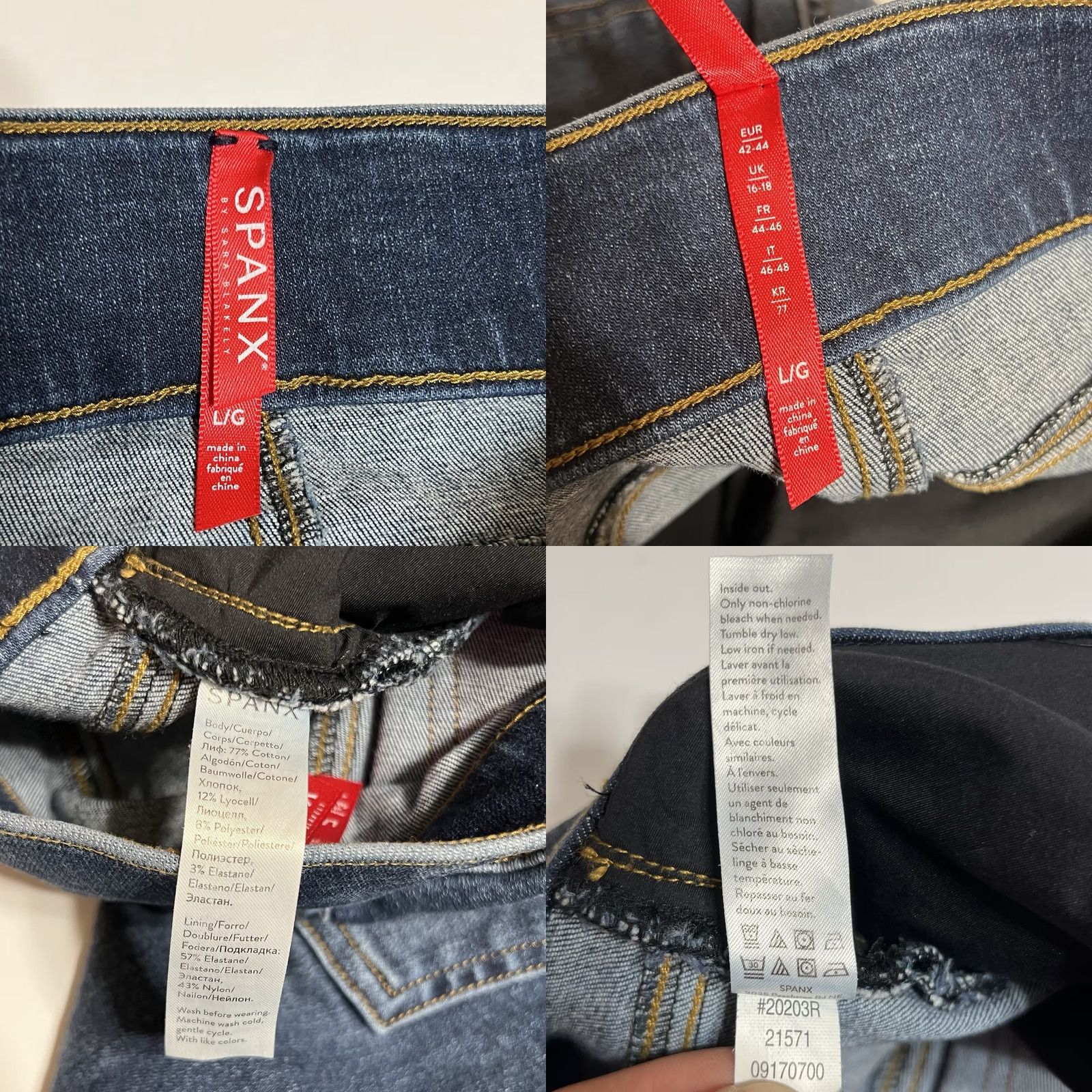 Spanx SPANX Women's Distressed Ankle Skinny High Rise Jeans Size Large Regular Stretch Blue Denim Slimming Raw Hem Size 36" / US 14 / IT 50 - 8 Thumbnail
