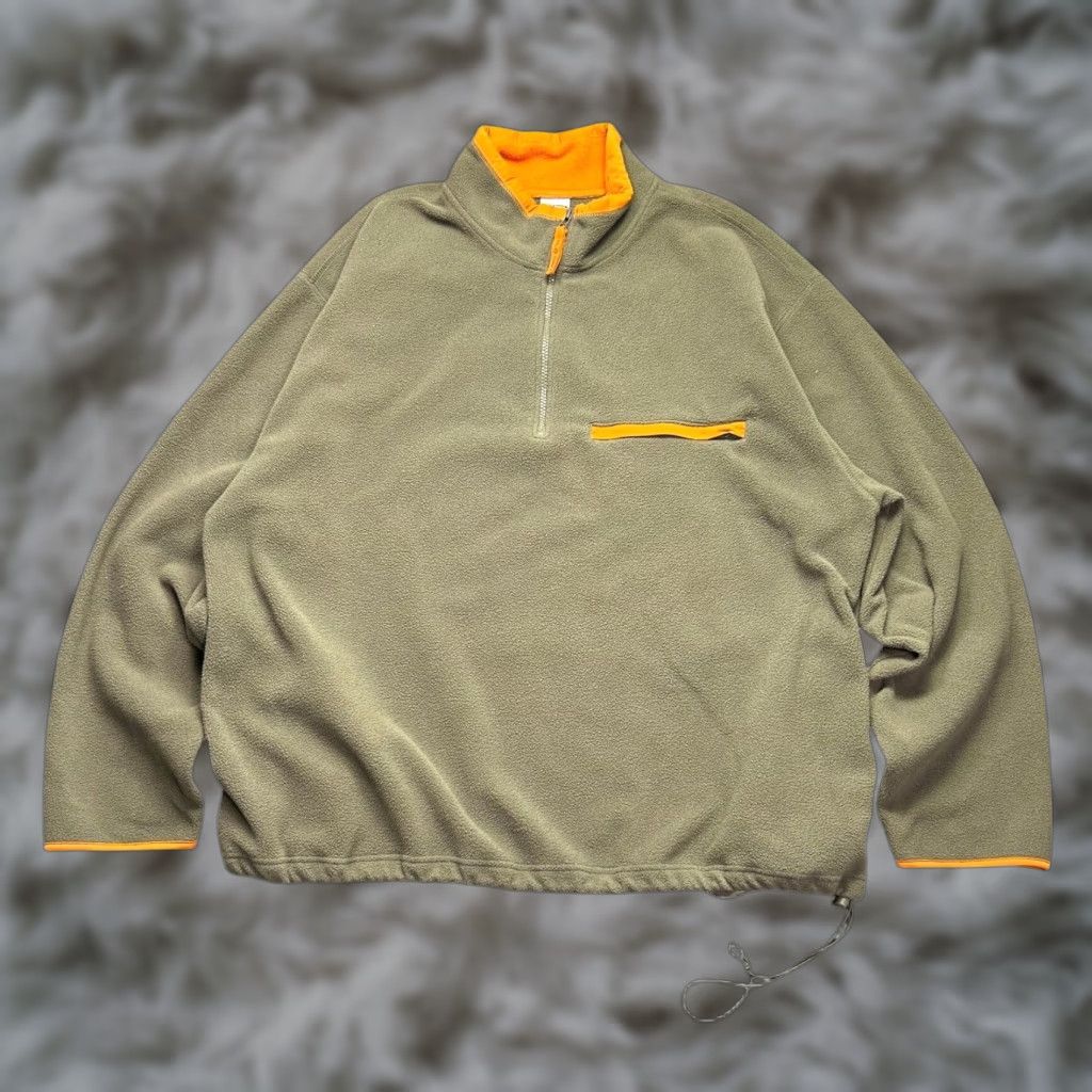 Old Navy VINTAGE Old Navy Fleece Pullover 2XLT Green Orange 1/4 Zip Mock Neck Mens Sweater Size US XXL / EU 58 / 5 - 1 Thumbnail
