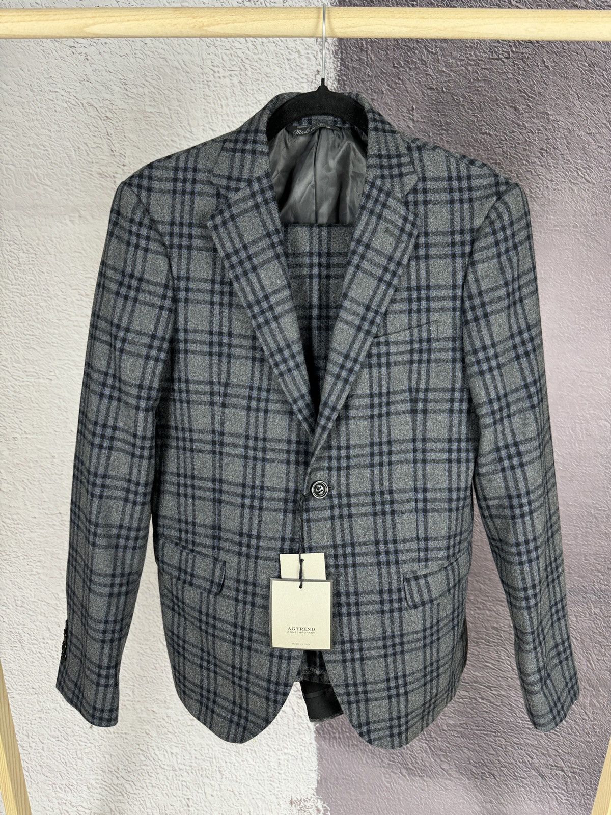 Other BNWT AG Trend Contemporary checkered grey Wool 2 pcs suit Size 36R - 2 Thumbnail