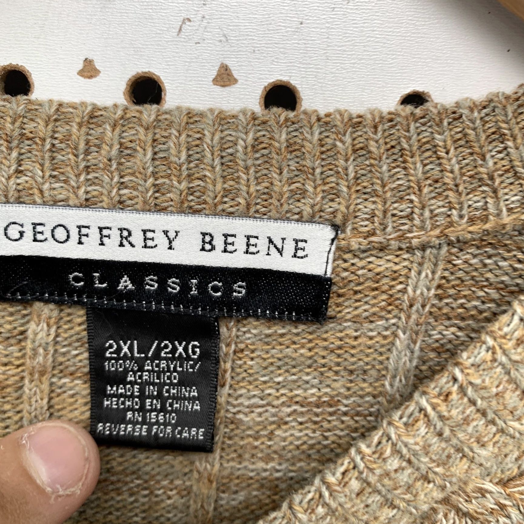 Geoffrey Beene VINTAGE Geoffrey Beene Geometric Knit Sweater 2XL Brown Acrylic Pullover Casual Long Sleeve Mens Size US XXL / EU 58 / 5 - 5 Thumbnail