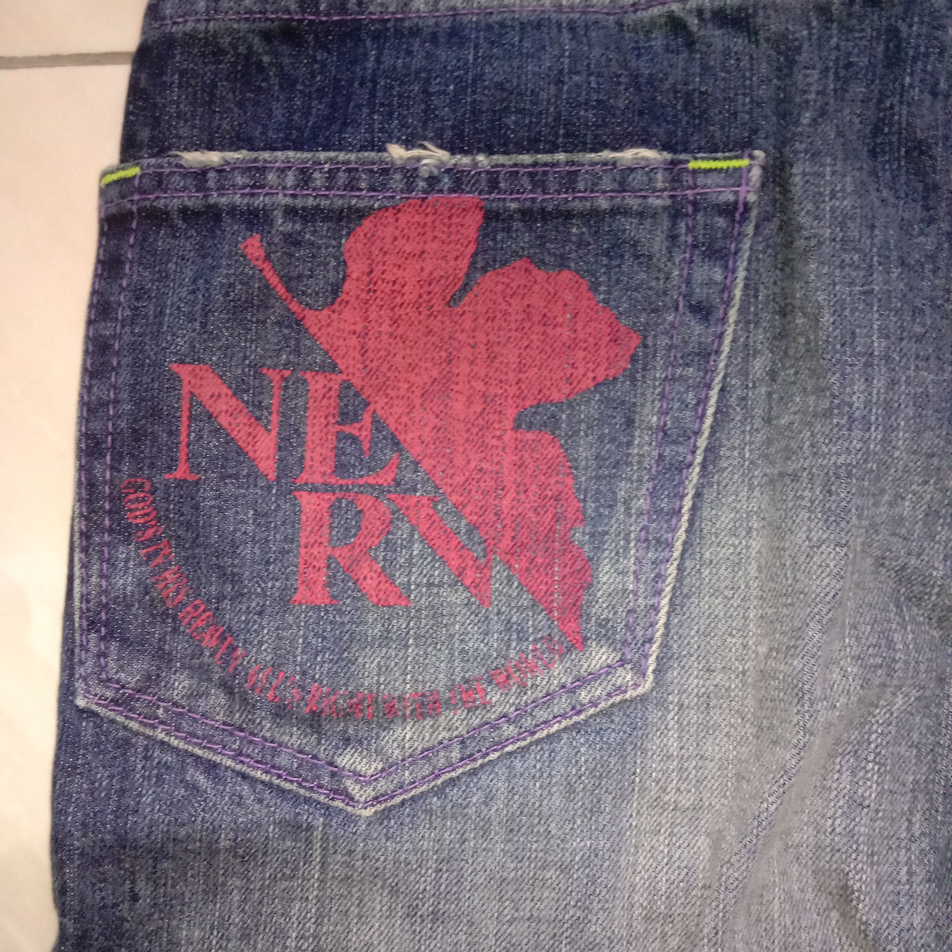 Anime × Cartoon Network × Japanese Brand Jeans Neon Genesis Evangelion Cospa Anime Manga Rare Vintage Size US 30 / EU 46 - 8 Thumbnail