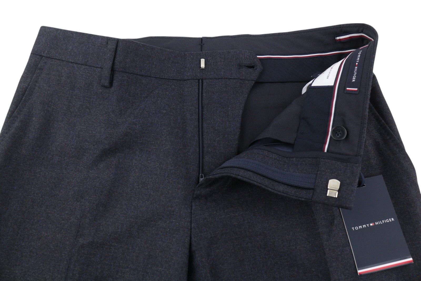 Tommy Hilfiger LARDINI 46 Blue Patterned Wool Cashmere Slim Trousers 85318 Size US 30 / EU 46 - 4 Thumbnail
