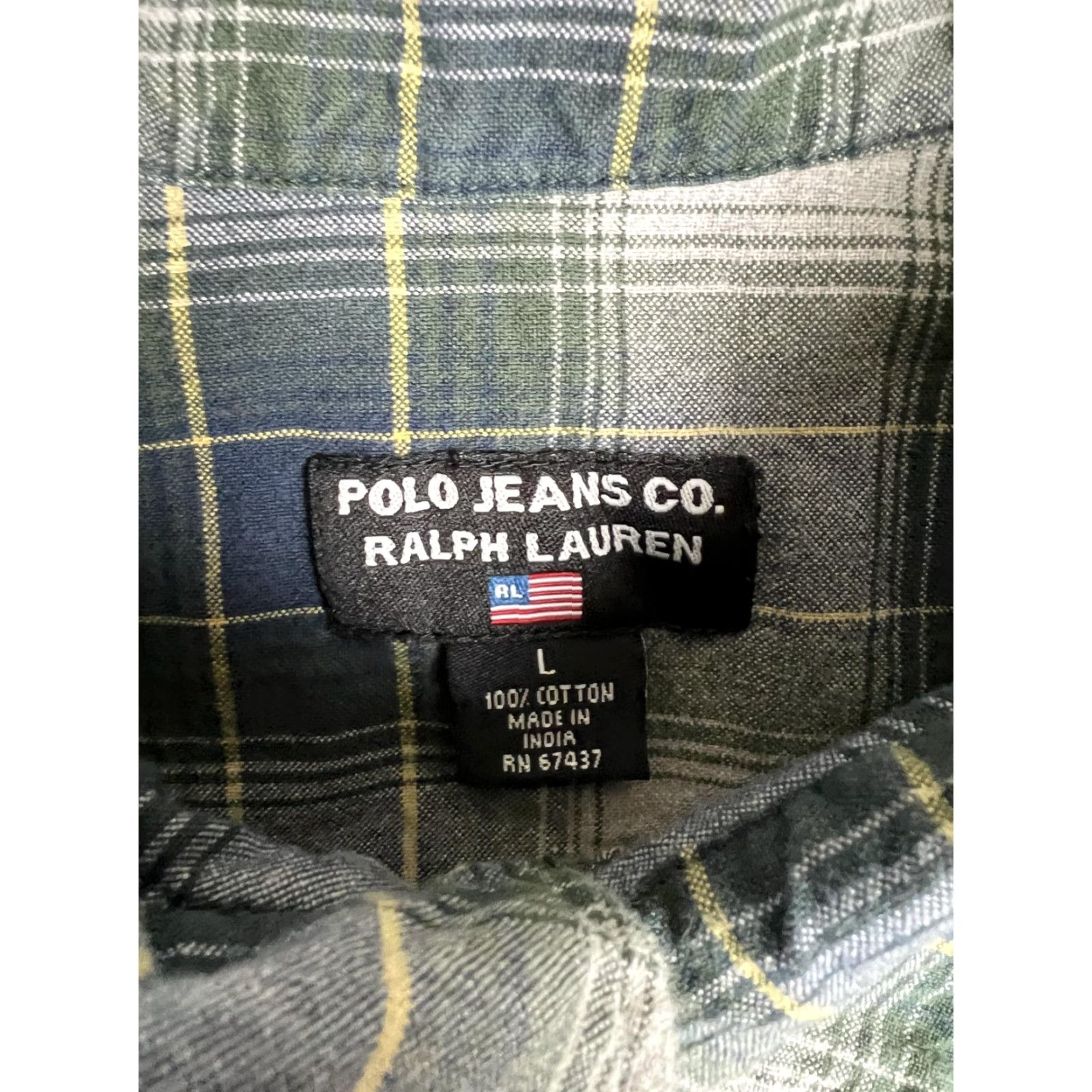 Polo Ralph Lauren VINTAGE Polo Jeans Co Ralph Lauren Shirt Mens Large Green Plaid Flannel Button Up Y2K Size US L / EU 52-54 / 3 - 3 Thumbnail