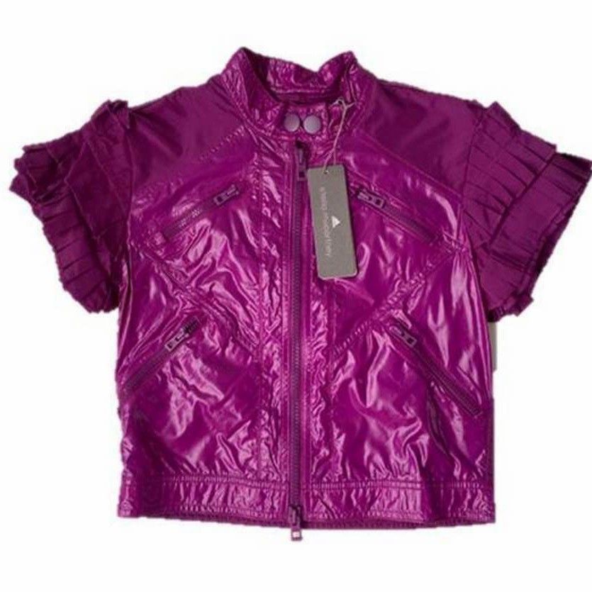 aadidas stella mccartney violet cropped ruffle windbreaker