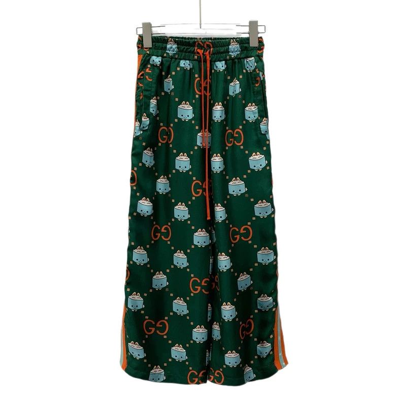 Gucci Gucci SizeS Green cartoon logo printed full-printed mulberr Size 24" / US 00 / IT 34 - 1 Thumbnail