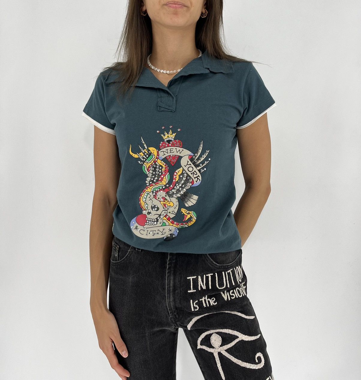 Other Vintage Ed Hardy By Christian Audigier Polo Tee Size L / US 10 / IT 46 - 1 Thumbnail