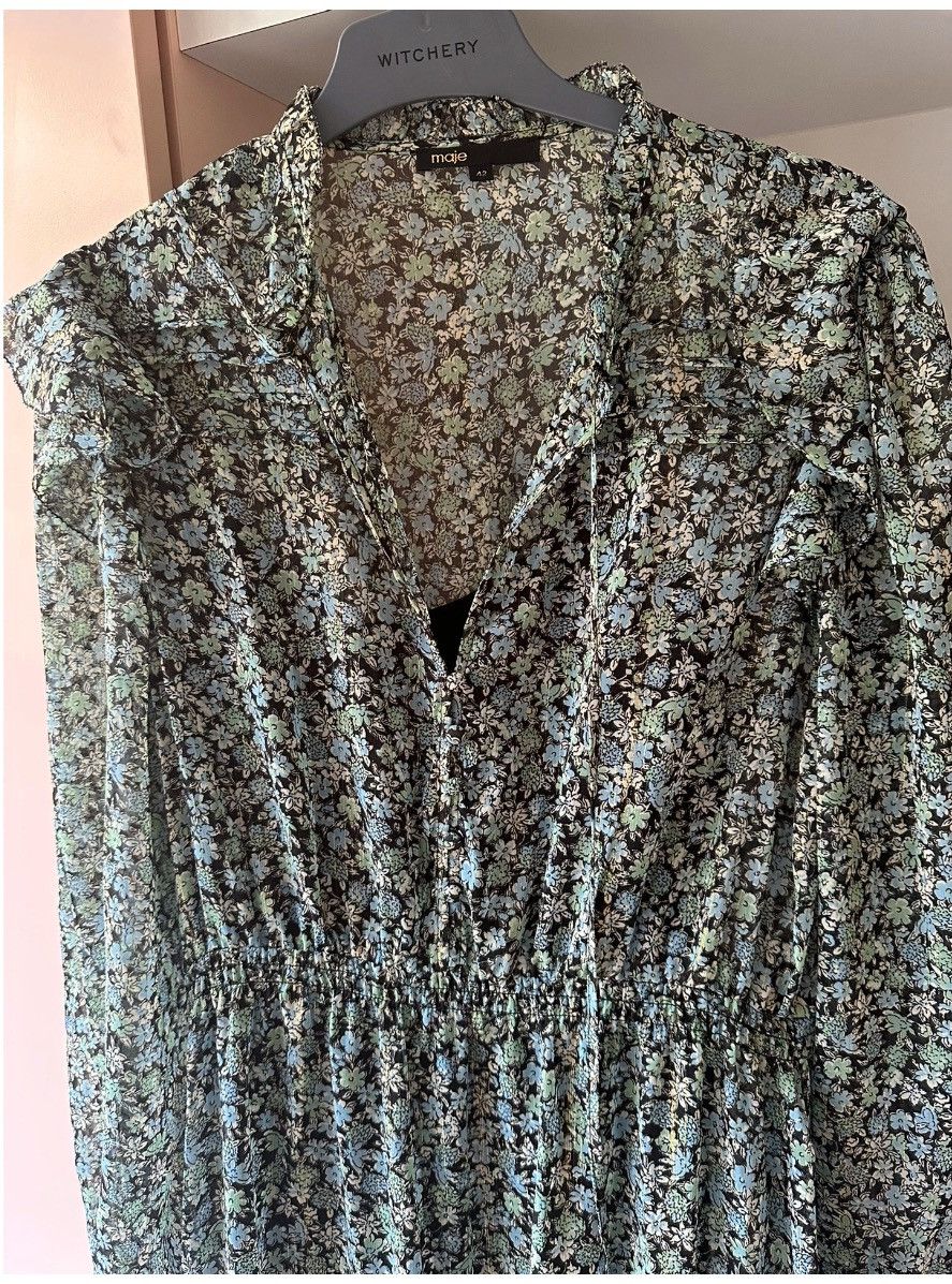 Maje New French Designer Floral Midi Dress Size M / US 6-8 / IT 42-44 - 13 Thumbnail