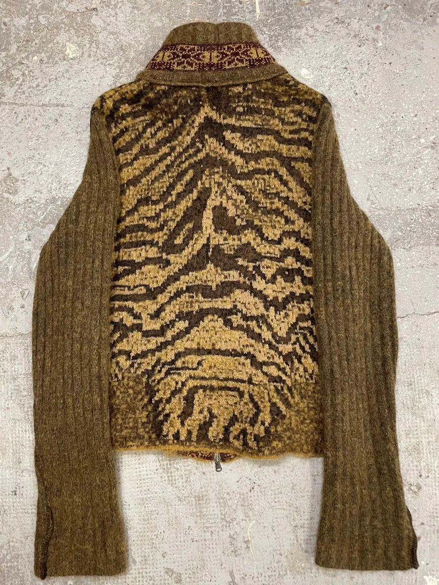 Roberto Cavalli × Vintage 2000s Roberto Cavalli Brown Safari Zebra Wool Zip-up Cardigan Size US M / EU 48-50 / 2 - 6 Thumbnail