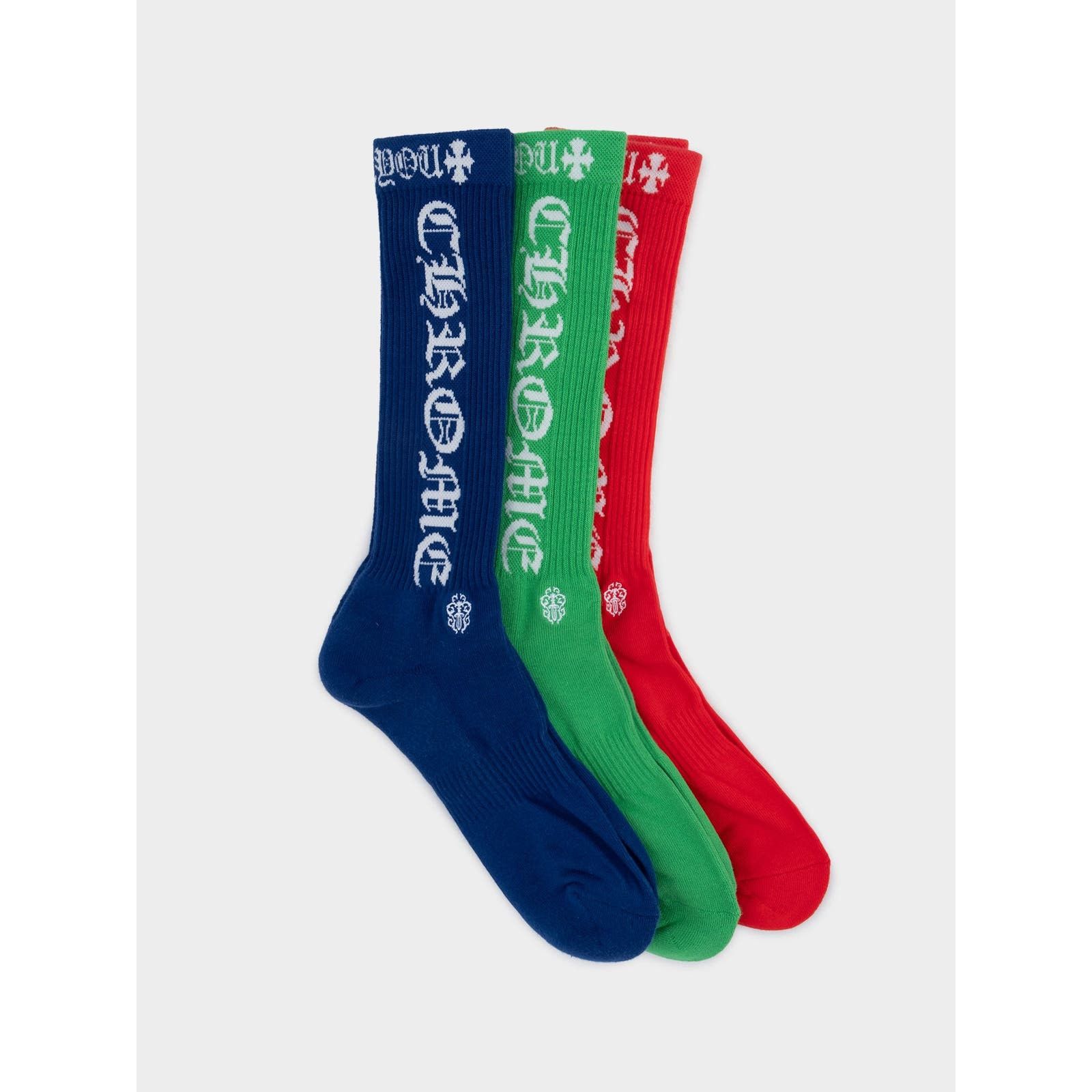 image of Chrome Hearts Logo Socks in Blue, Men's