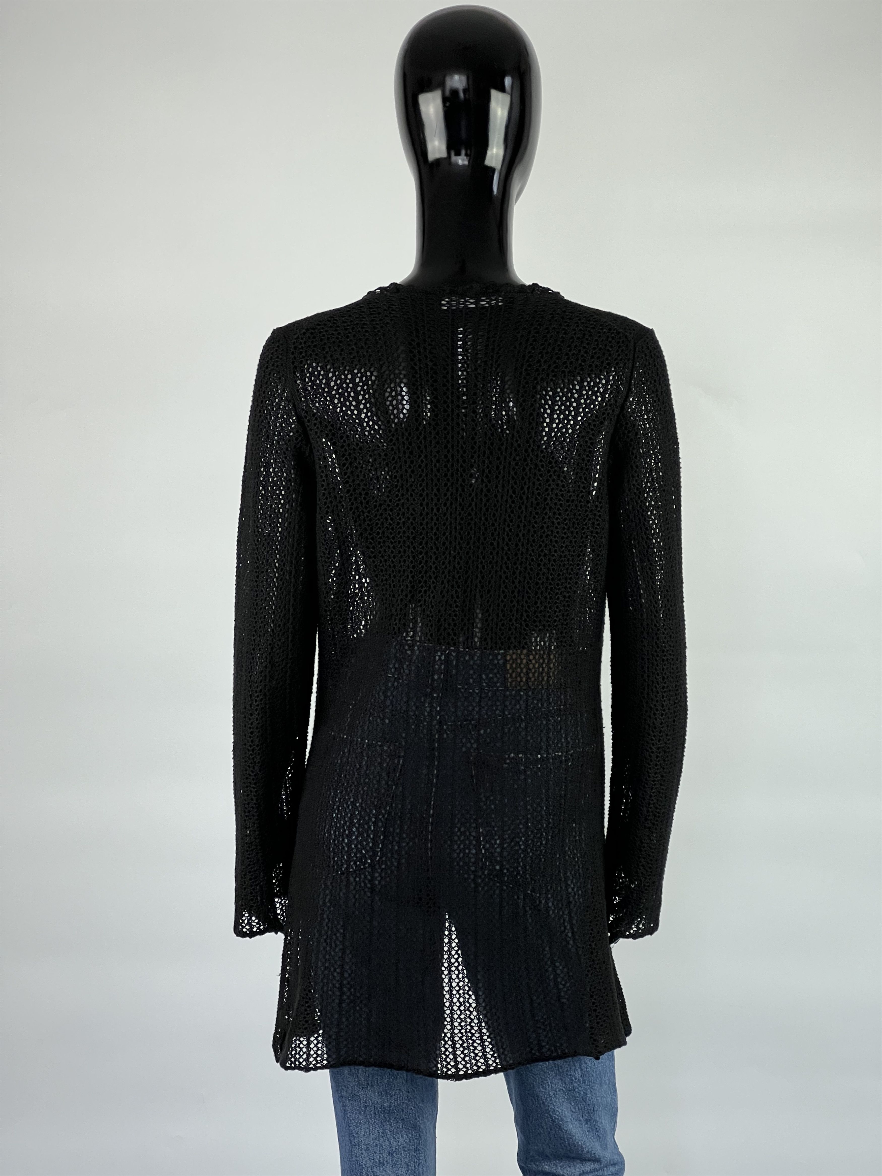 Other Falconeri Per Monn Black Linen Mesh Cardigan Size IT44/M Size M / US 6-8 / IT 42-44 - 3 Thumbnail