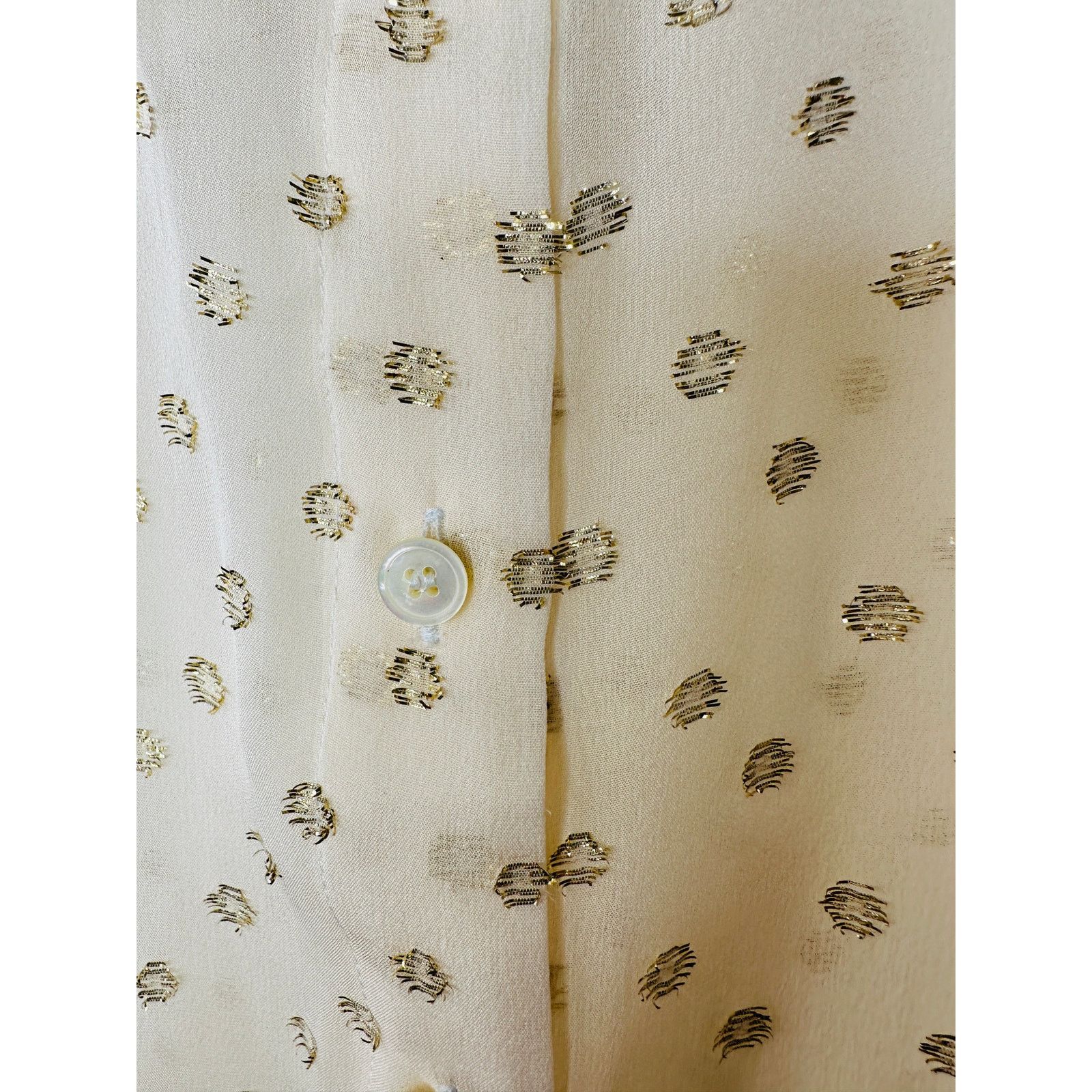 Stella McCartney Stella McCartney Cream Gold Polka Dot Button Blouse 44 / L Size L / US 10 / IT 46 - 5 Thumbnail