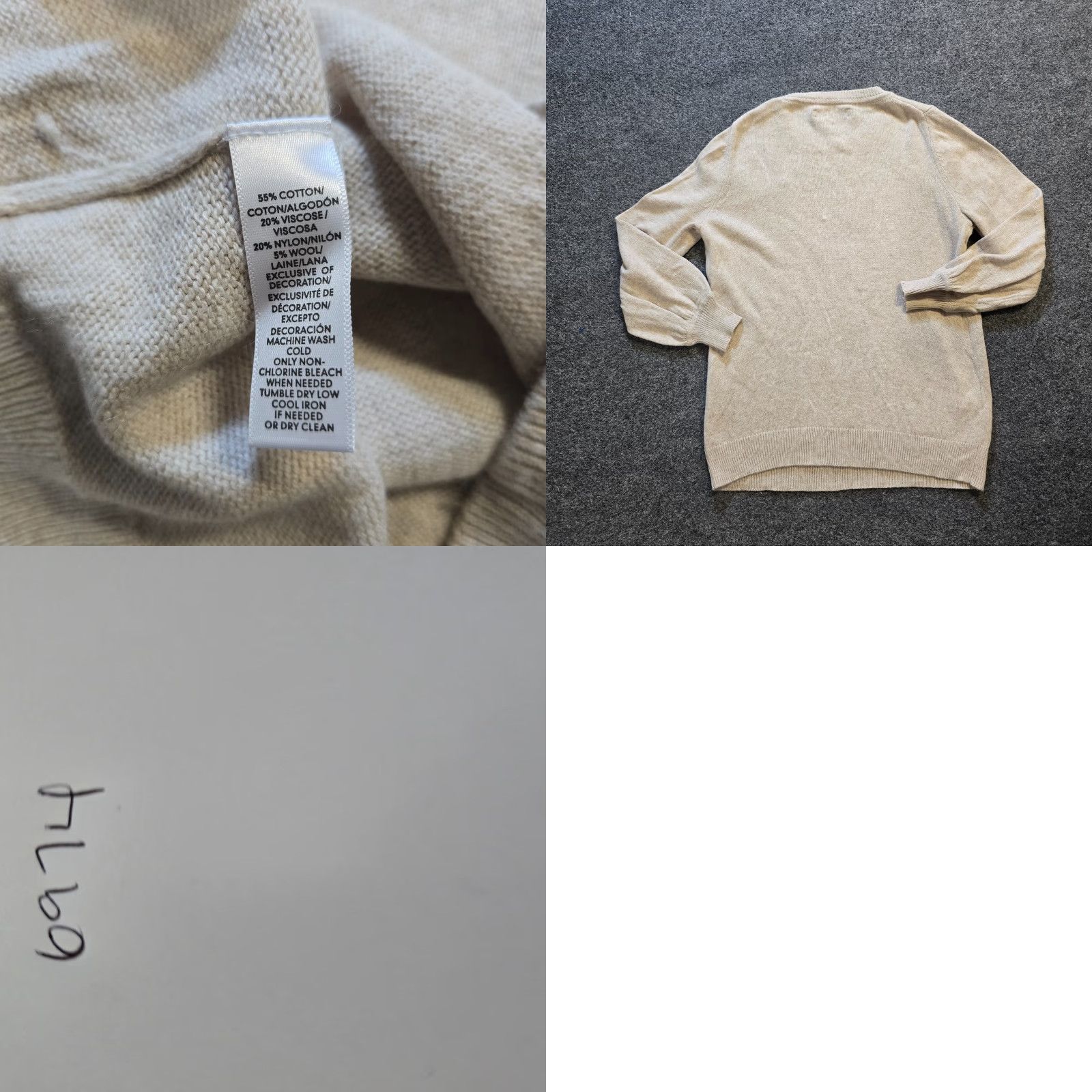 Loft LOFT Sweater Womens Large Beige Floral Embro embroidered Cottage Casual Pullover Knit Lightweight Round Neck Long Sleeve Size L / US 10 / IT 46 - 8 Thumbnail