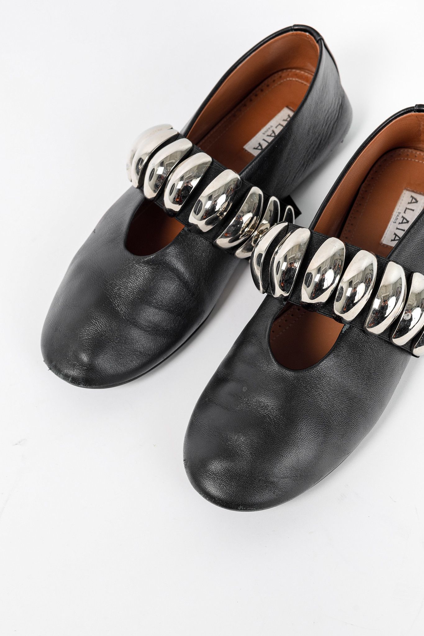 Alaia Alaia Noir Lambskin Mary-Jane Ballerina Flats Tribale Size US 7.5 / IT 37.5 - 7 Thumbnail