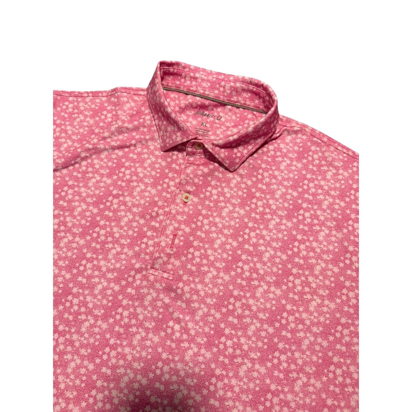 johnnie-O Johnnie O Polo Shirt Mens XL Pink Floral Print Short Sleeve Golf Stretch Size US XL / EU 56 / 4 - 5 Thumbnail
