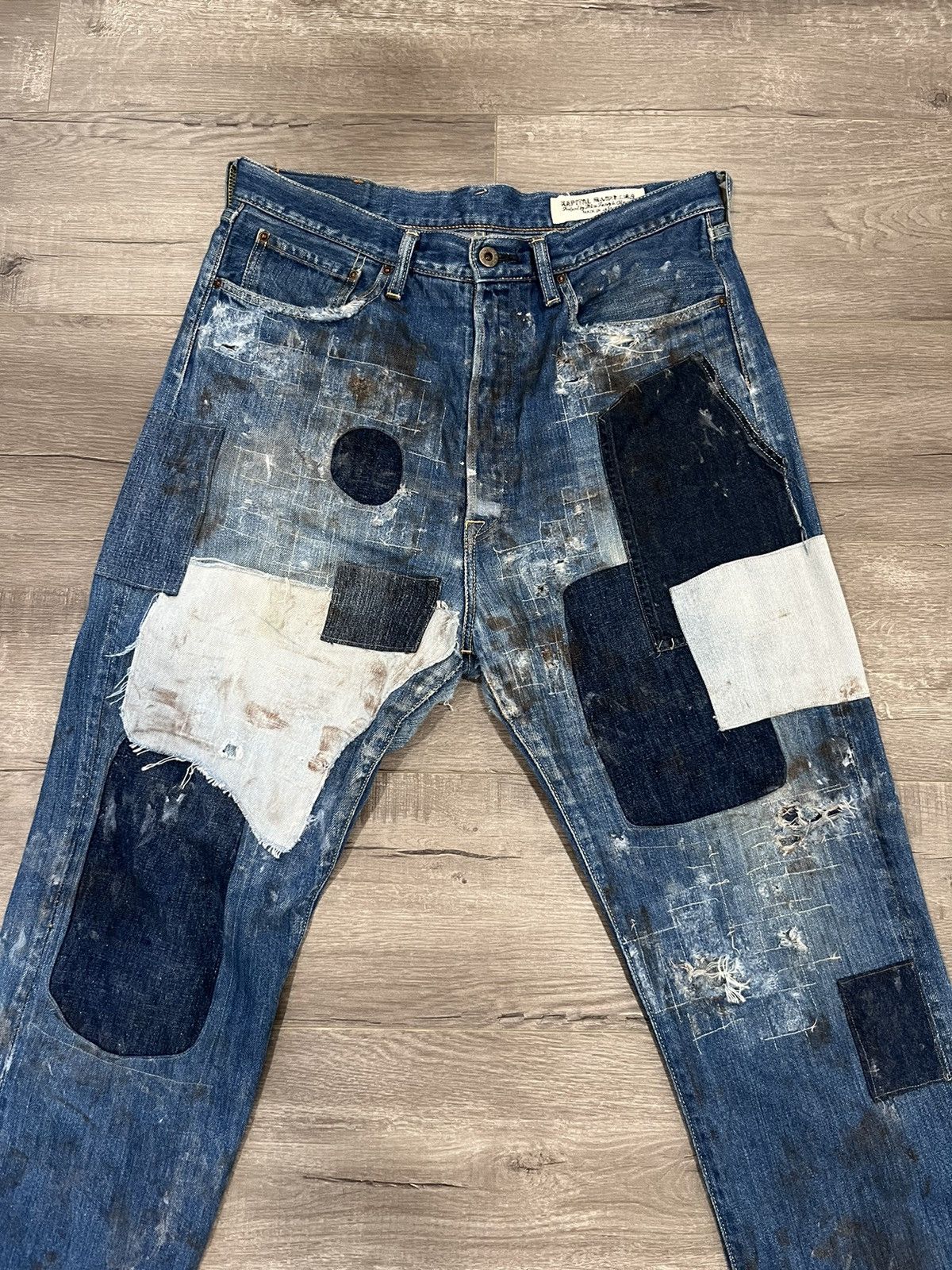 image of Kapital Painter Patchwork Denim in Blue, Men's (Size 34)