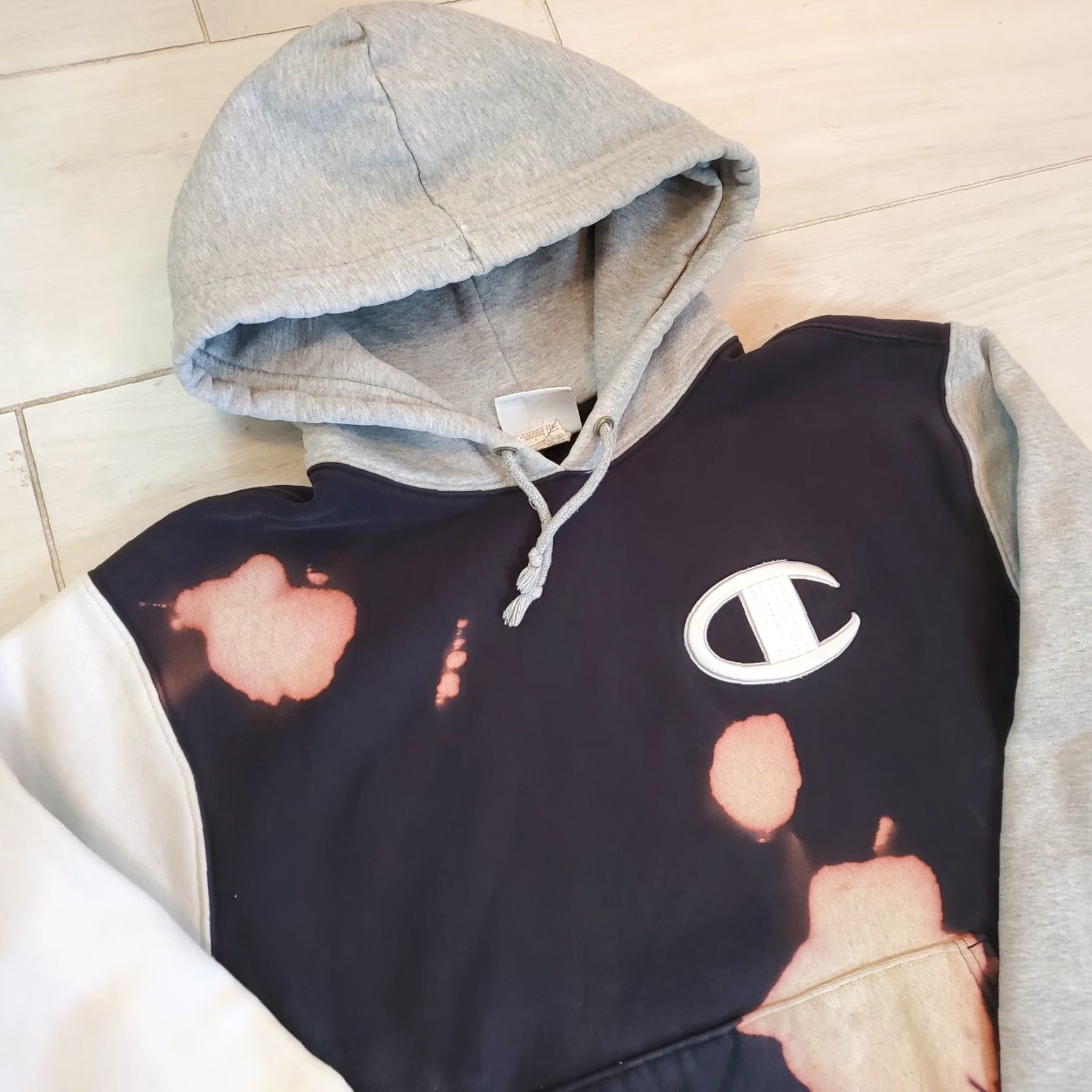 Champion Champion Hoodie Men L Black White Gray Colorblock Embroidered Reverse Weave Geometric Multicolor Crew Neck Fleece Pocket Regular Size Size US L / EU 52-54 / 3 - 4 Thumbnail