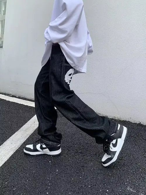 Japanese Brand × Jean Retro washed weird skull print straight jeans Size US 32 / EU 48 - 2 Thumbnail
