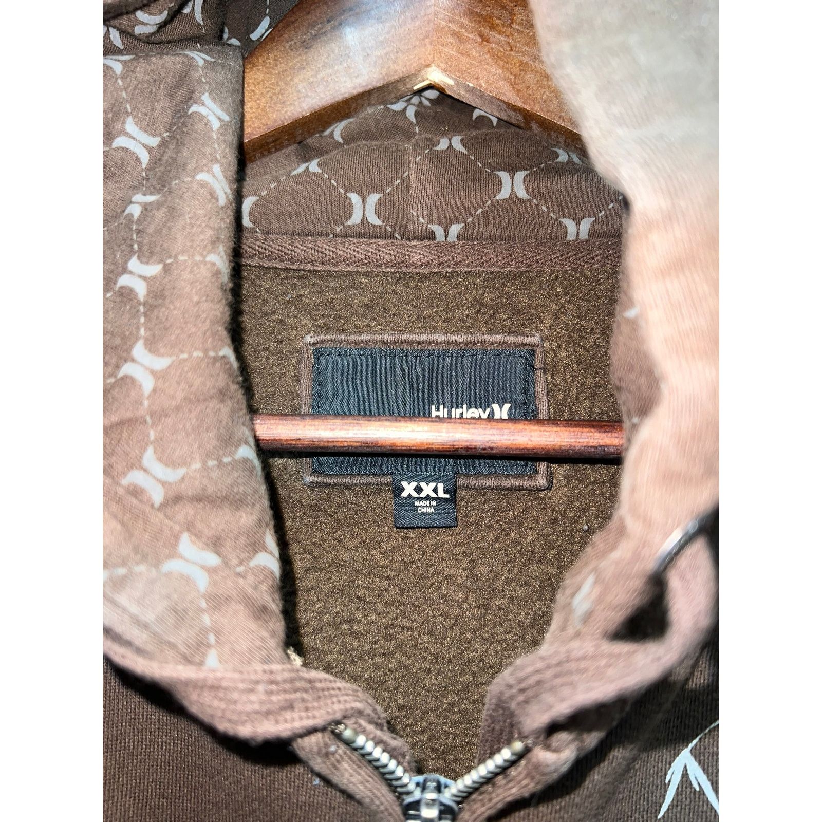 Vintage Y2K Hurley Zip Up Hoodie Brown Fleece Lined Surf Grunge 2X Size US XXL / EU 58 / 5 - 7 Thumbnail