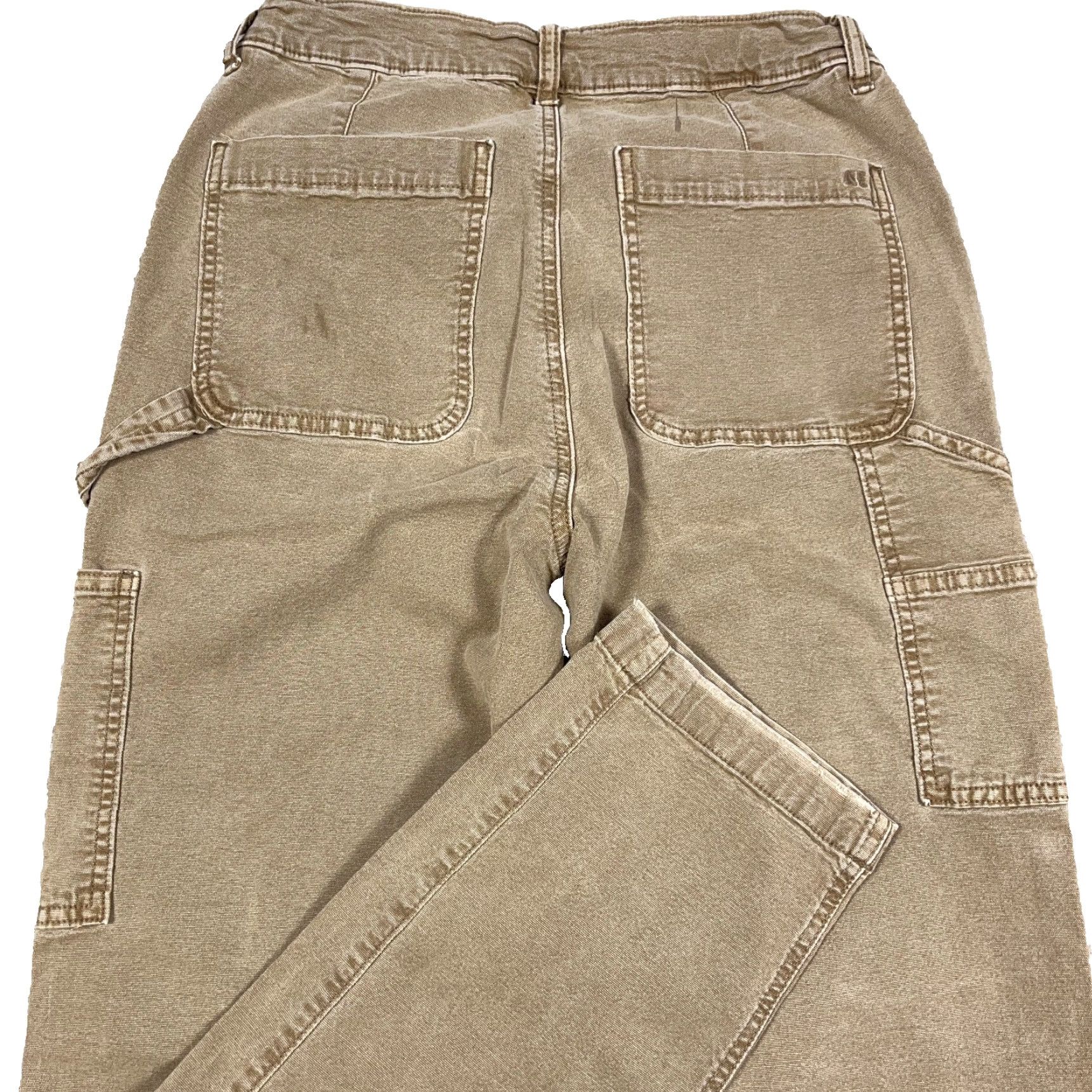 American Eagle Outfitters American Eagle Carpenter Pants Women 6 Brown Tan Canvas Straight Leg Retro 26x29 Jeans Womens Size 28" / US 6 / IT 42 - 2 Thumbnail