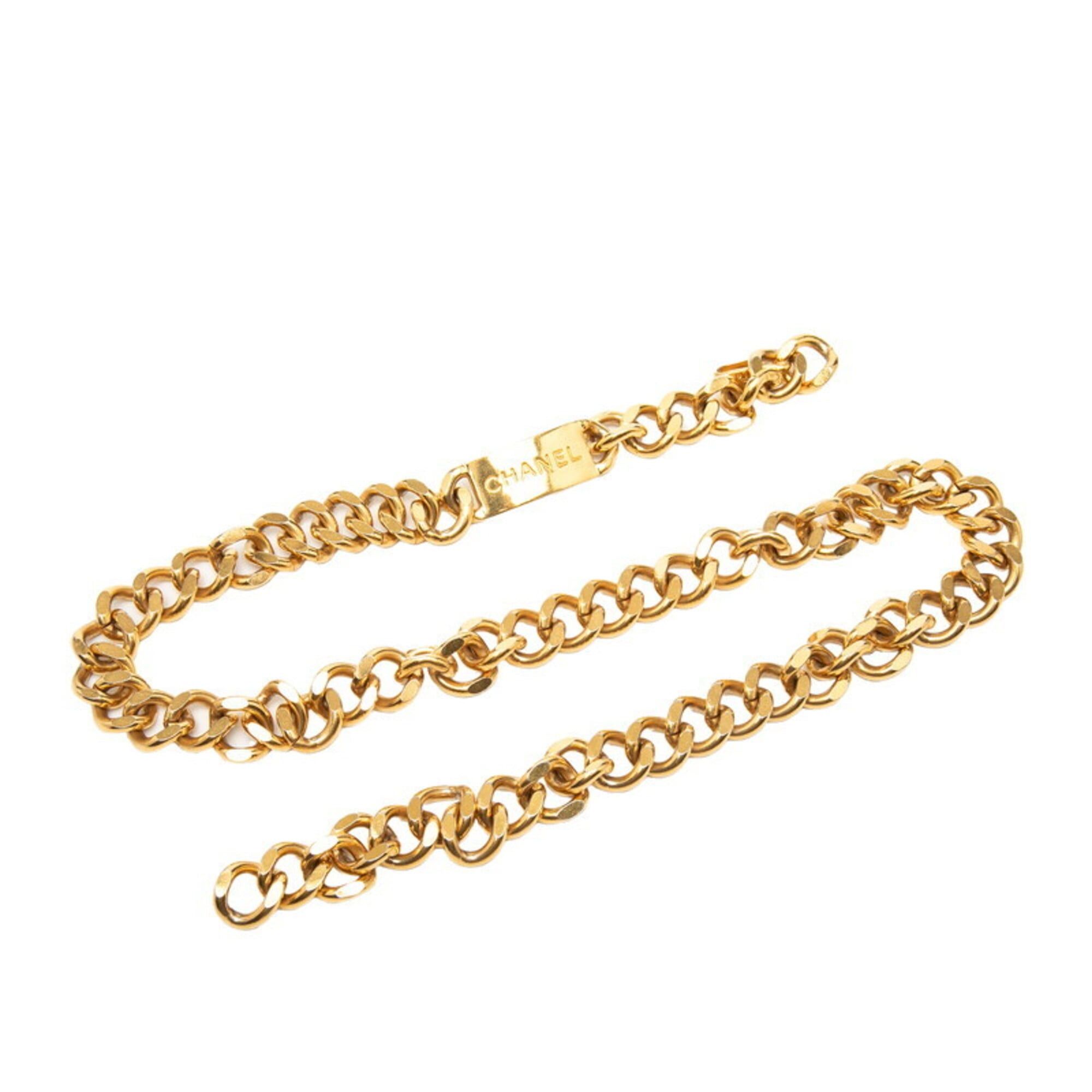 Chanel Chanel Logo Plate Chain Belt, Gold Plated, Women's CHANEL Size ONE SIZE - 1 Thumbnail