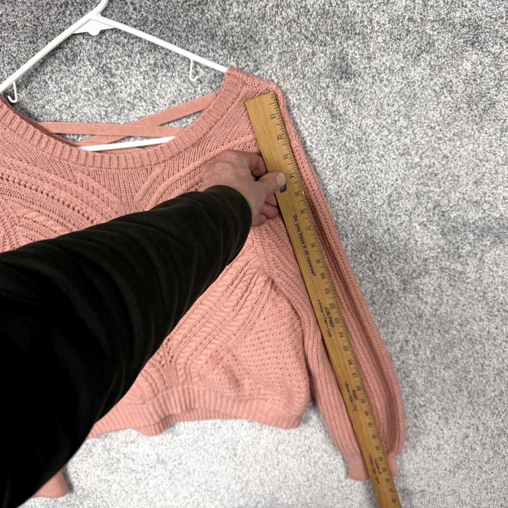 Almost Famous Almost Famous Sweater Womens M Pink Waffle-Knit V-Neck Criss-Cross Back Balloon Sleeve Purled Ribbed Hem Casual Fall Outfit Size M / US 6-8 / IT 42-44 - 3 Thumbnail