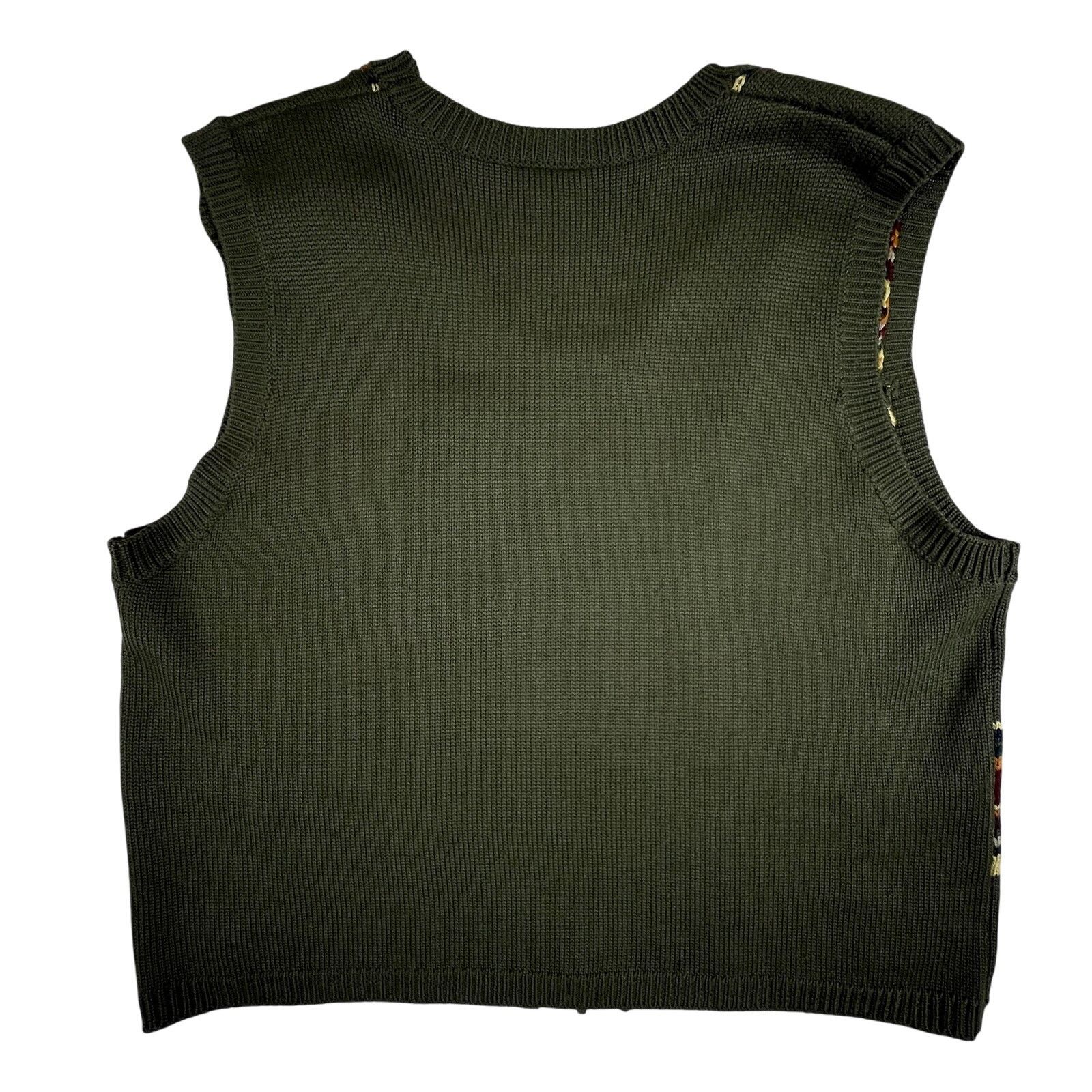 Vintage Vintage Embroidered Knit Vest XL Olive Floral Granny Cottage Size XL / US 12-14 / IT 48-50 - 6 Thumbnail