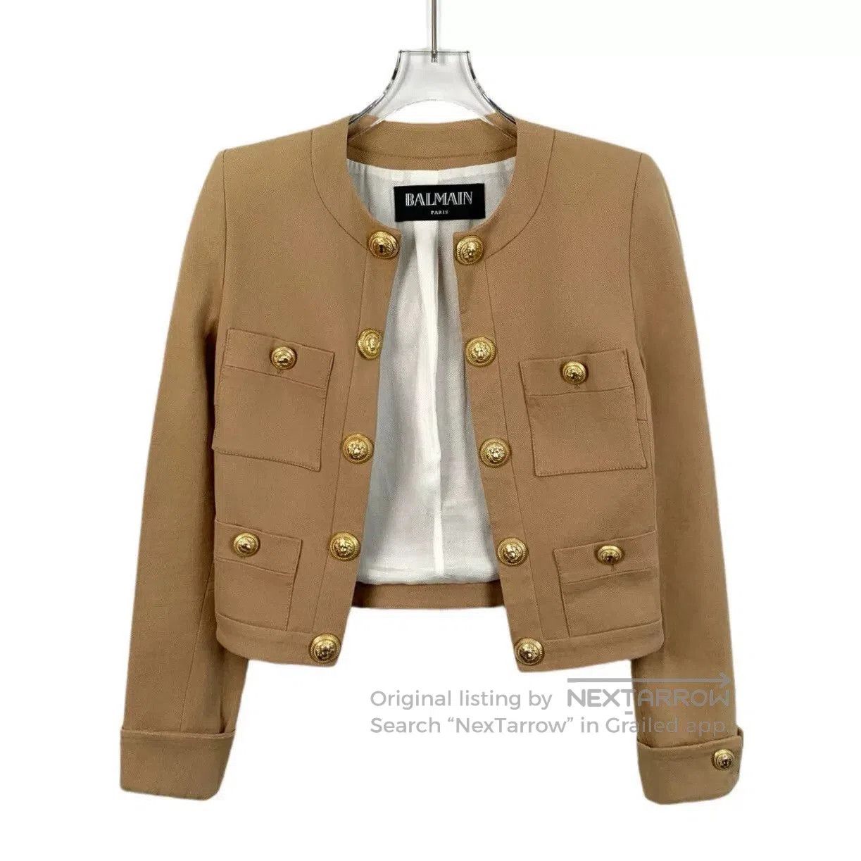 Balmain Balmain Brown Gold Button Cotton Jacket. Size XXS / US 00 / IT 34 - 1 Thumbnail
