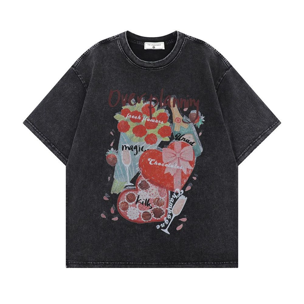 Vintage Love flower print washed distressed cotton T-shirt y2k Size US M / EU 48-50 / 2 - 1 Thumbnail