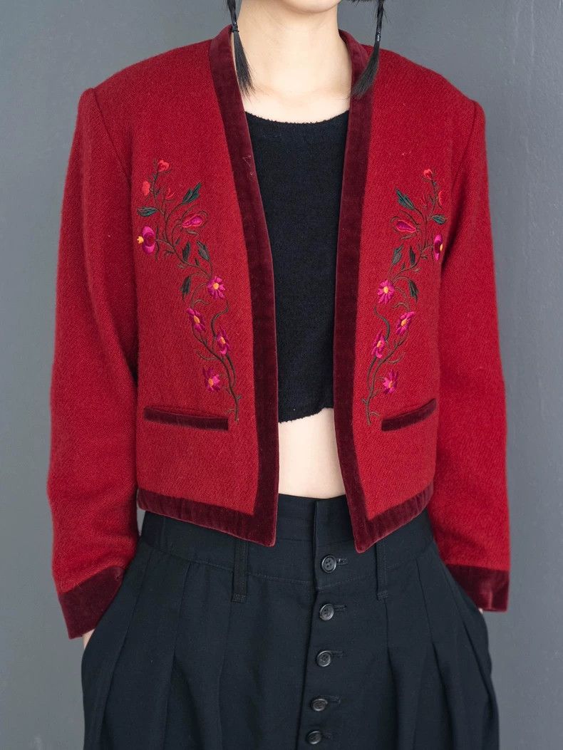 Kenzo KENZO Vintage red wool embroidered coat Size M / US 6-8 / IT 42-44 - 8 Thumbnail