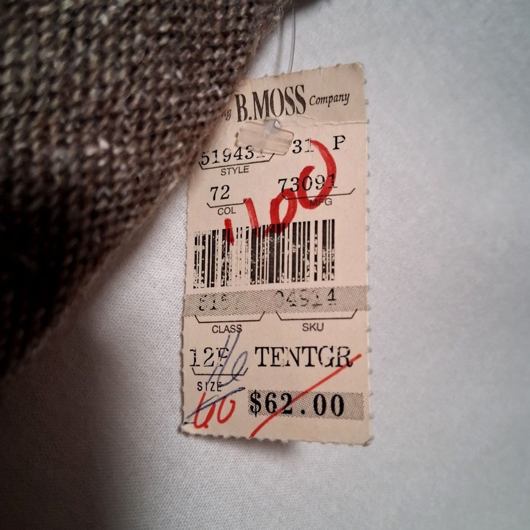 Vintage VINTAGE B. Moss Pants 12 Petite Brown Wool Blend Tweed NEW Pleated Lined Size 34" / US 12 / IT 48 - 5 Thumbnail