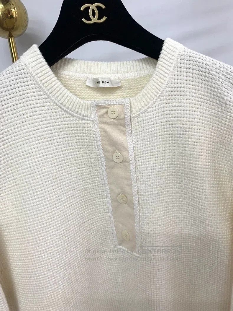 The Row The Row White Waffle Henley Sweater XS - dmc. Size US XS / EU 42 / 0 - 2 Thumbnail
