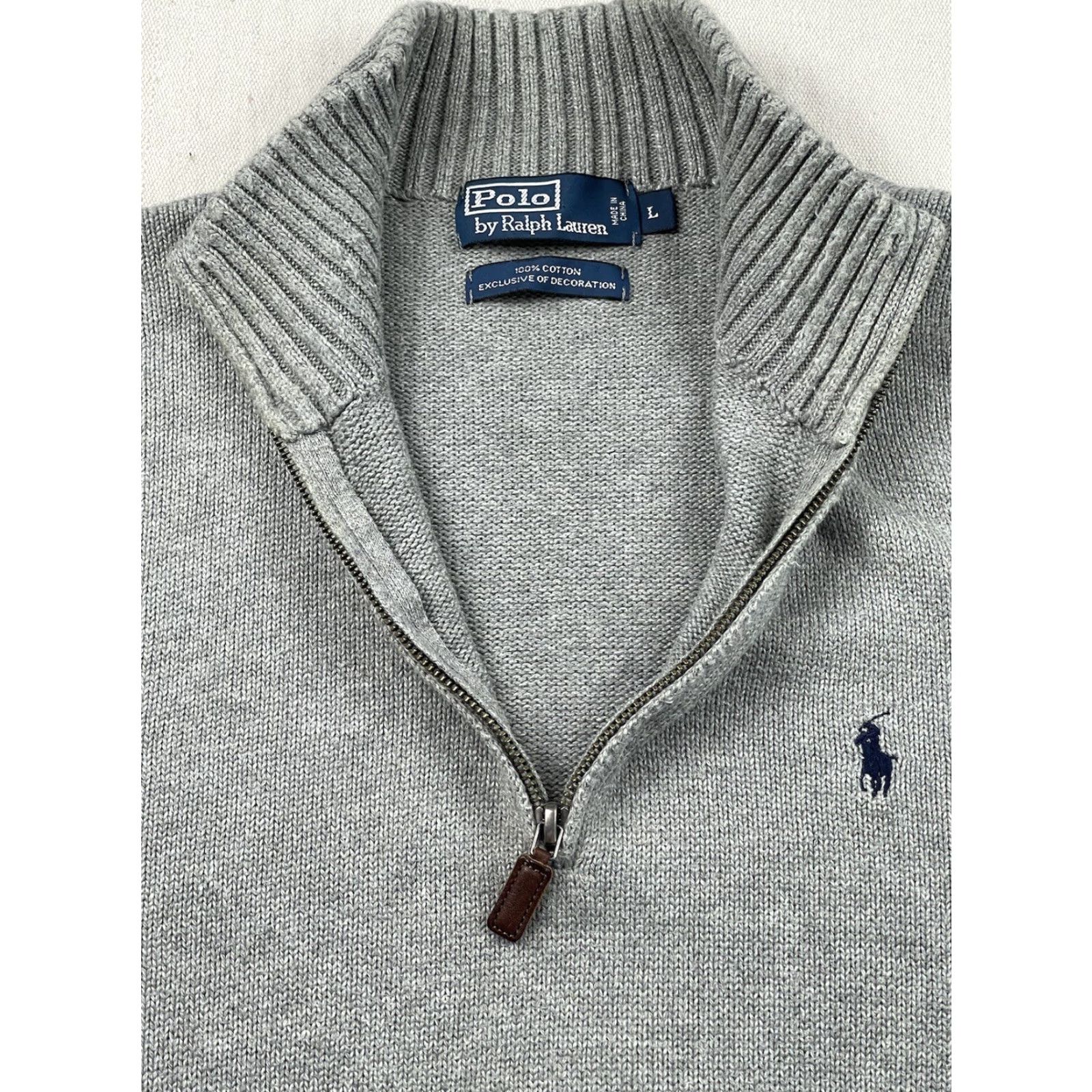 Polo Ralph Lauren Polo Ralph Lauren Sweater Shirt Mens L Gray 1/4 Zip Pullover Mock neck Long Sleeve Ski Classic Logo Size US L / EU 52-54 / 3 - 7 Thumbnail