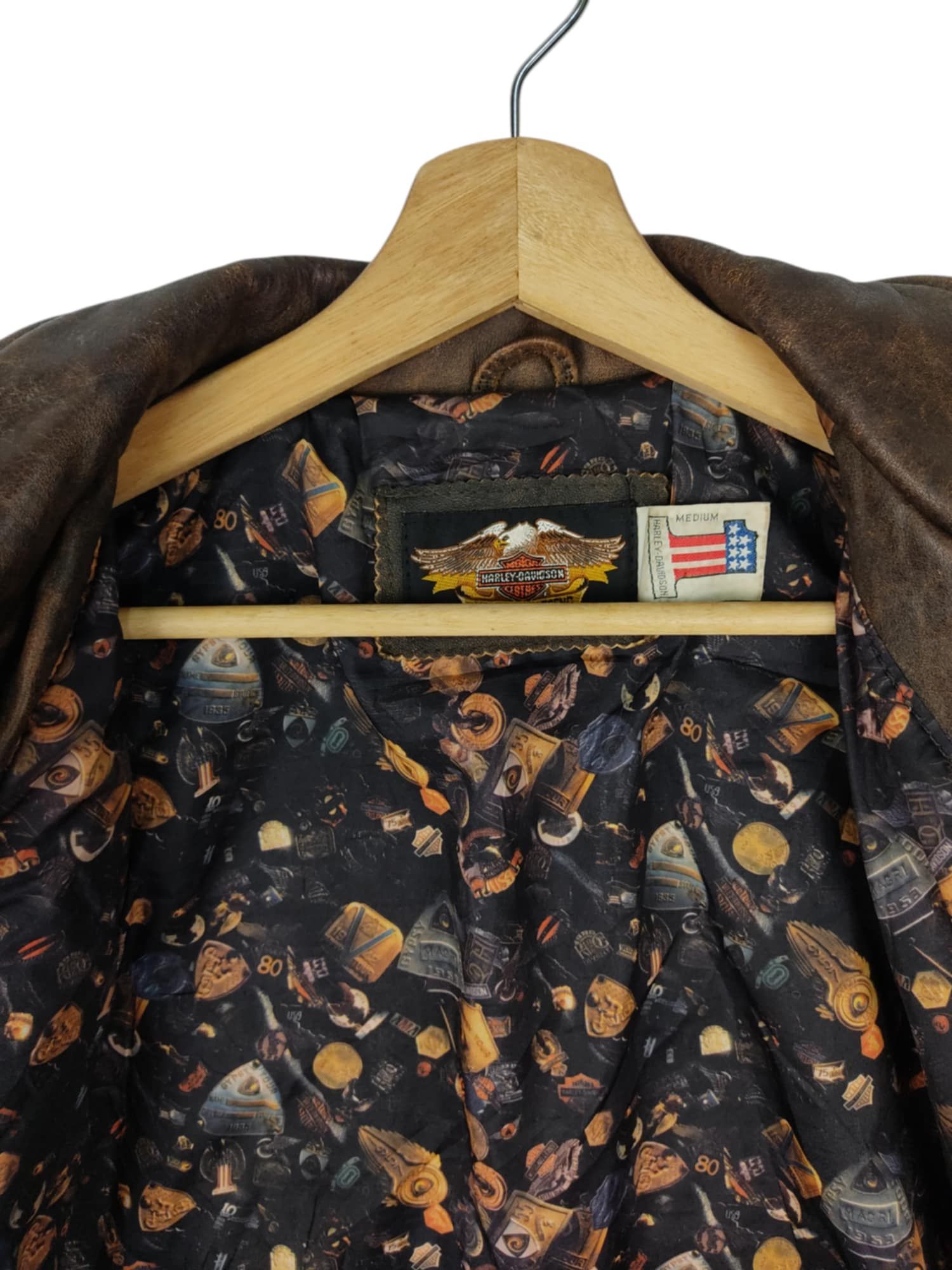 Harley Davidson VINTAGE Harley Davidson Born In The Usa Leather Jacket Size US M / EU 48-50 / 2 - 4 Thumbnail