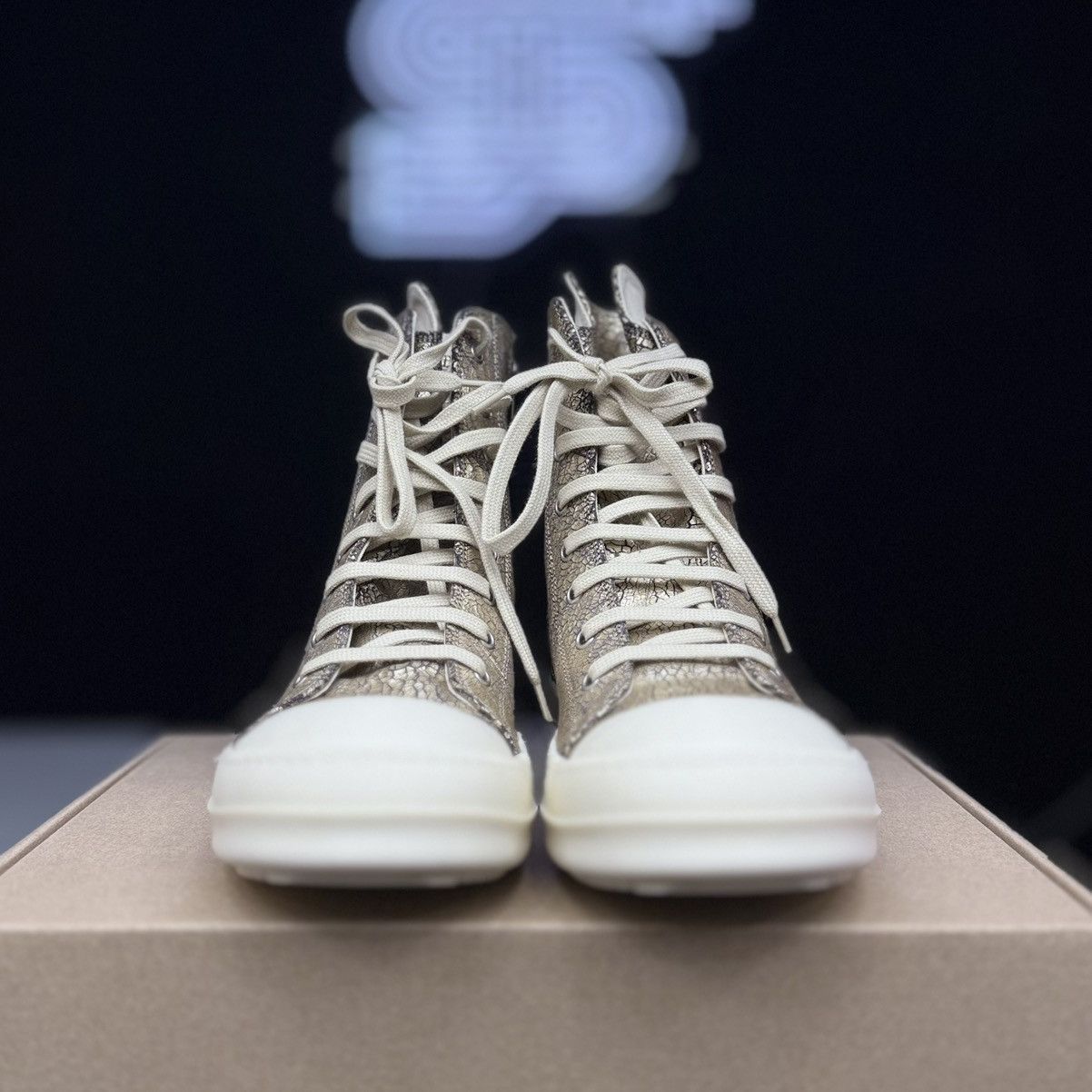 Rick Owens Drkshdw Rick Owens Hightop Megacrust Ramones Gold/Milk Size US 12 / EU 45 - 4 Thumbnail