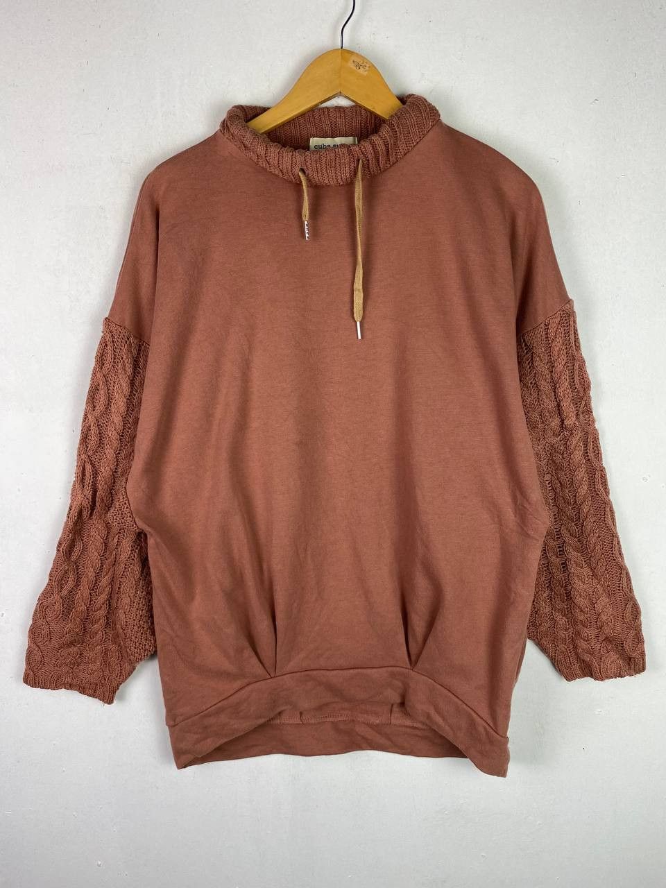 Japanese Brand cube sugar sweatshirt knitted collar and sleeves Size L / US 10 / IT 46 - 1 Thumbnail