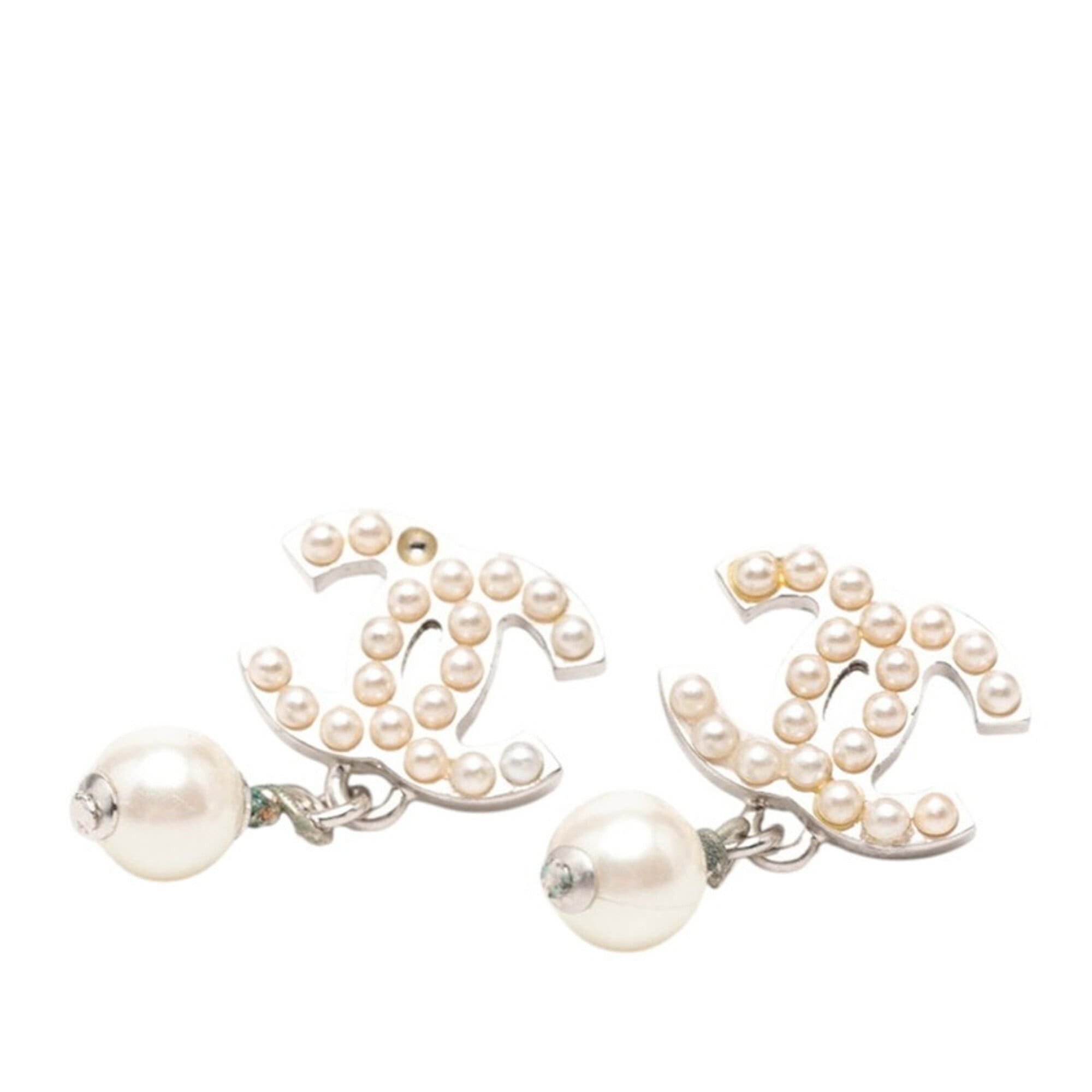 Chanel Chanel Coco Mark Stud Swing Earrings, 05V Engraving, Silver Metal, Faux Pearl, Women's CHANEL Size ONE SIZE - 1 Thumbnail
