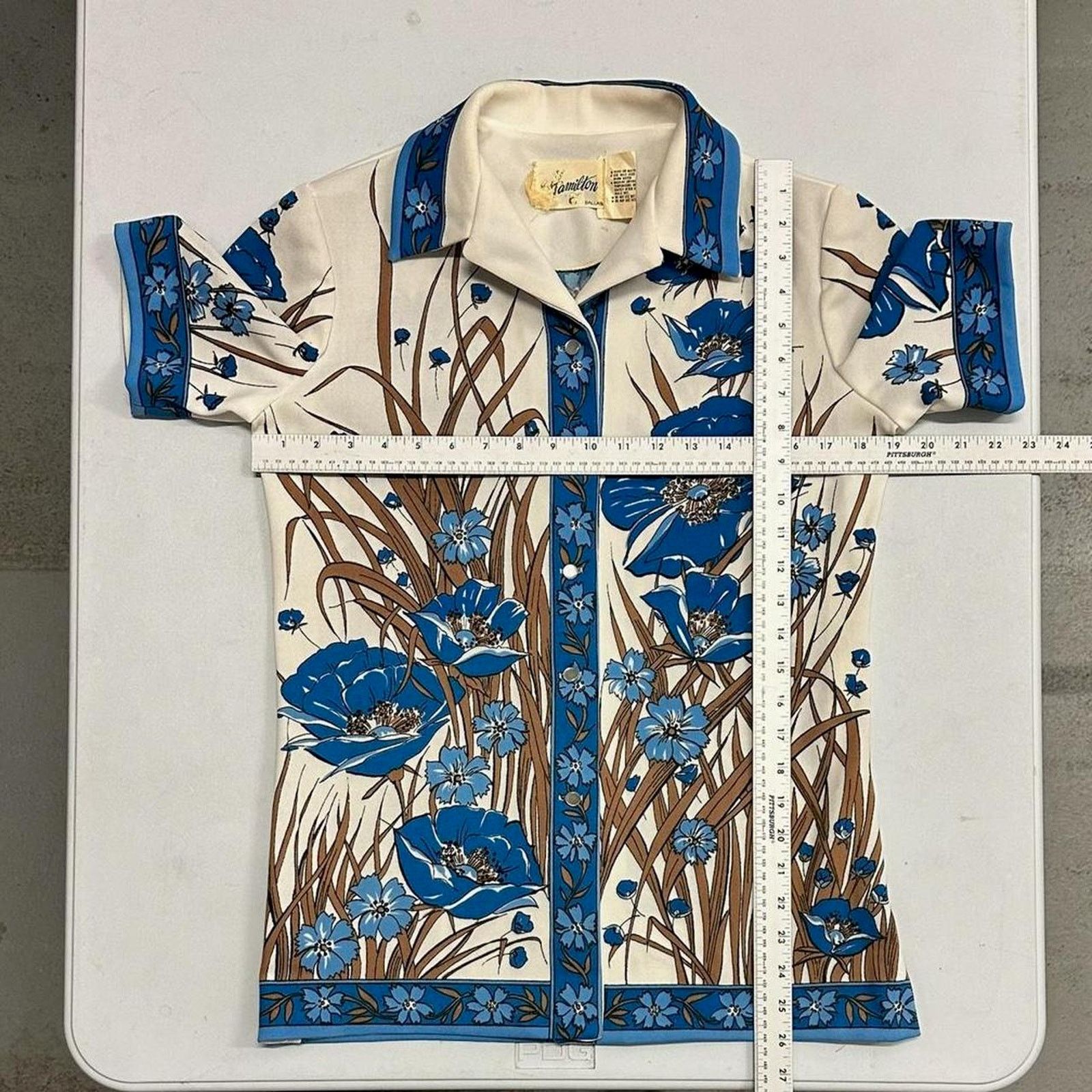 Vintage Vintage hamilton short sleeve button up shirt blue floral Size US S / EU 44-46 / 1 - 5 Thumbnail