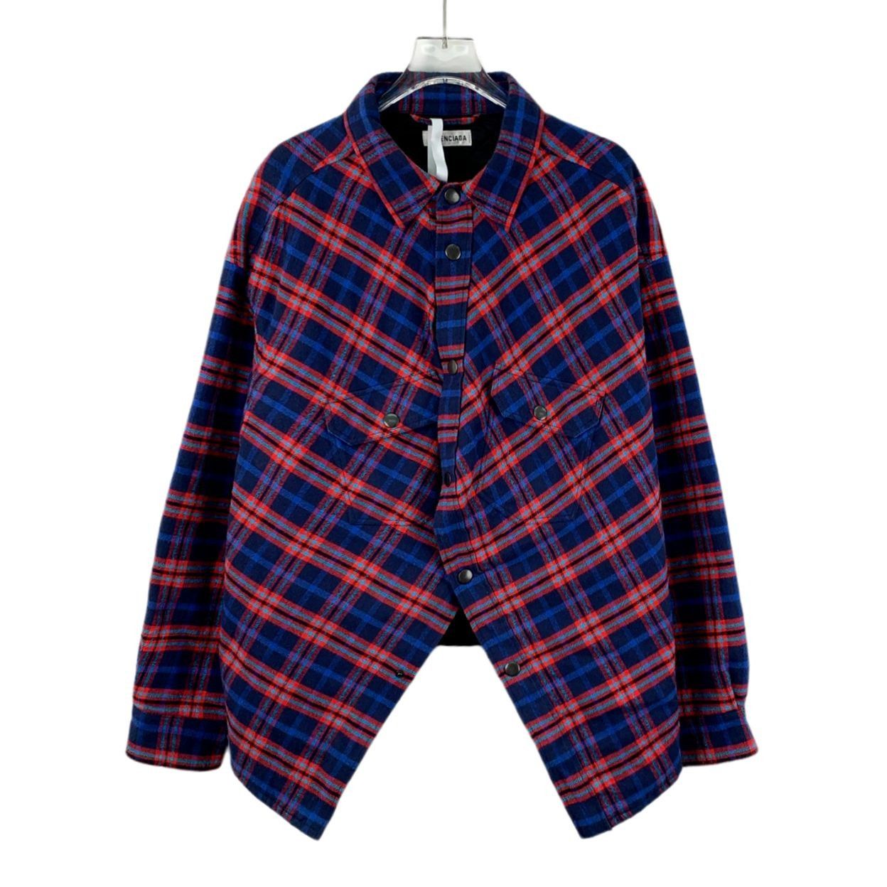 Balenciaga Parisian Checkered Cotton Lapel Long-Sleeved Shir