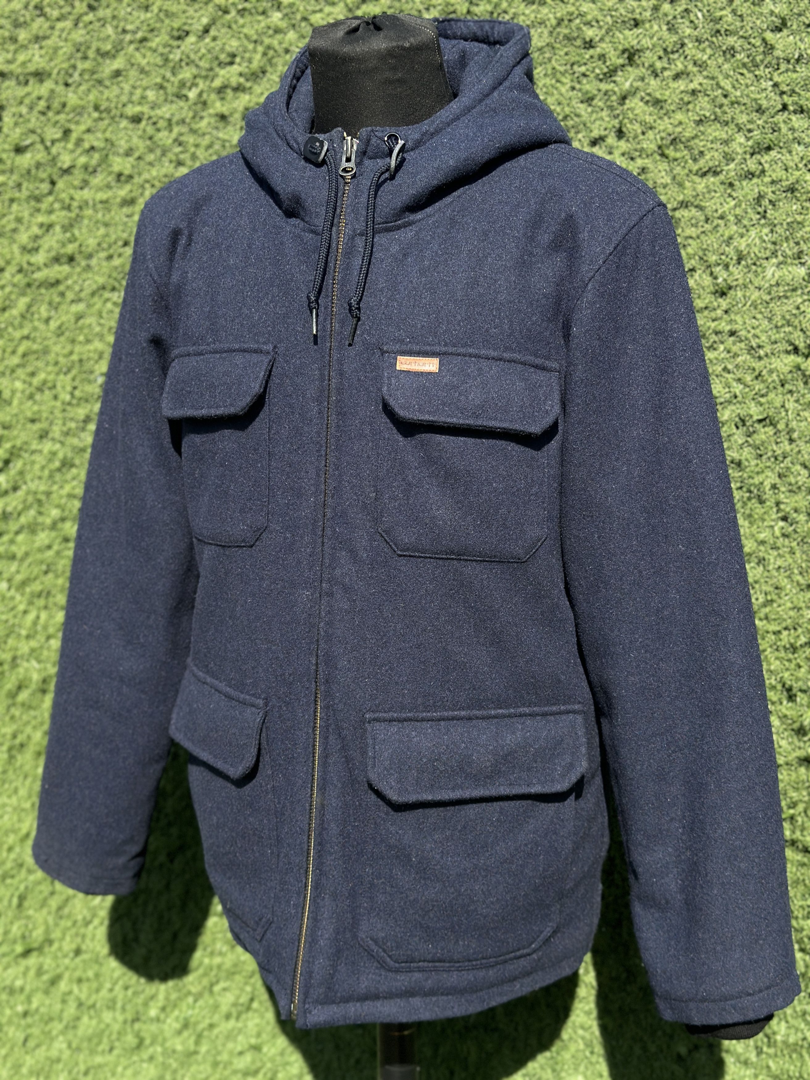 Carhartt Carhartt Court Coat Hooded Jacket Navy Wool Blend Utility L Size US L / EU 52-54 / 3 - 9 Thumbnail
