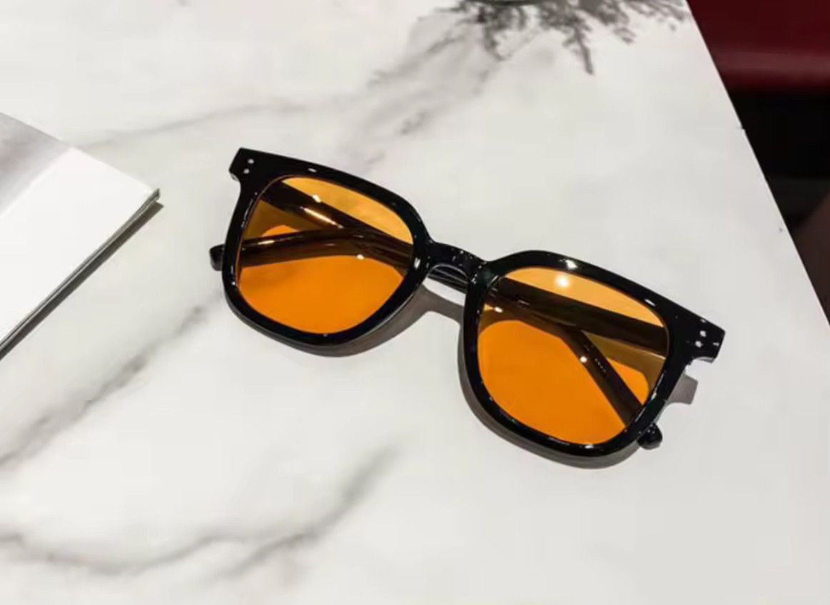 Other Trendy Kpop Orange Lenses Black Frame Square Sunglasses Size ONE SIZE - 3 Thumbnail