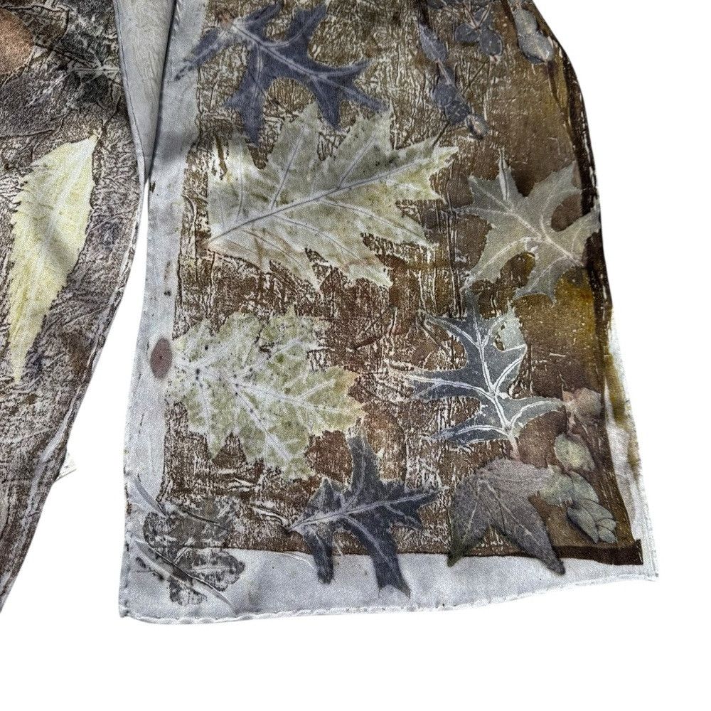 Other New 100% Silk Hand Dyed Leaves Ecoprint Rectangle Scarf 11' Size ONE SIZE - 7 Thumbnail