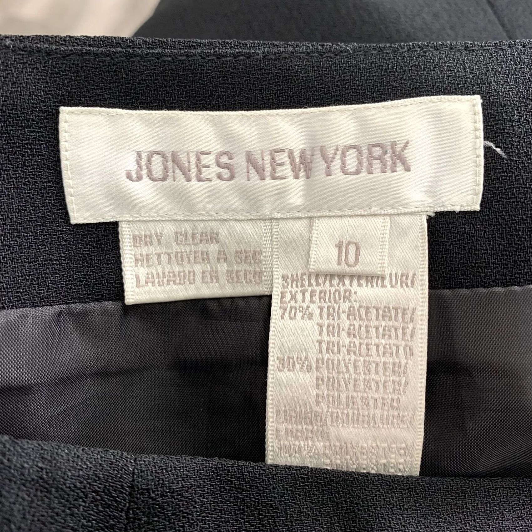Jones New York Jones New York Skirt Womens 10 Solid Black Triacetate Lined Pencil Knee Length Zip Slit Vintage No Size 32" / US 10 / IT 46 - 2 Thumbnail
