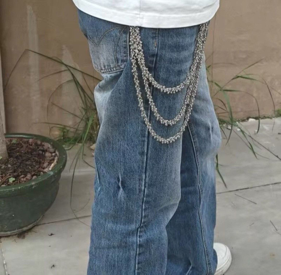 Jewelry Bead Flower Three Tier Silvery Pants Chain Size ONE SIZE - 3 Thumbnail