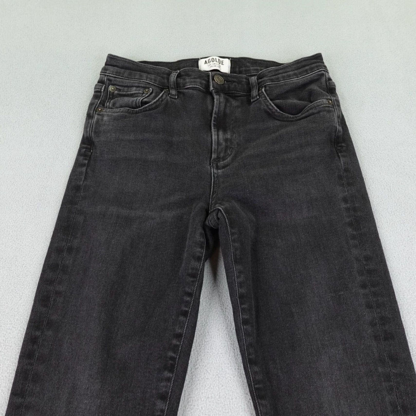 Agolde VINTAGE AGOLDE Jeans Womens 28 Black Denim Sophie High Rise Skinny Fray Stretch Pants Regular Rise Stonewashed Dark Denim Women Jeans Size 26" / US 2 / IT 38 - 2 Thumbnail