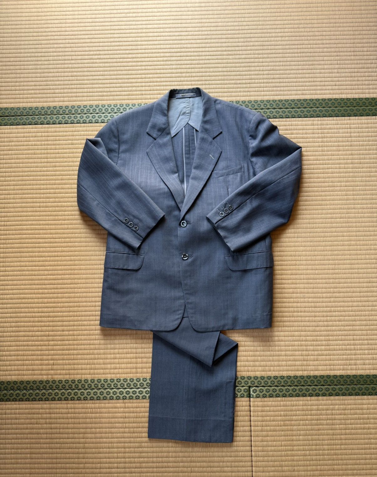 Other Summer Vintage All Wool MIYUKI KEORI Pinstripe Suit Japan Size 42R - 2 Thumbnail